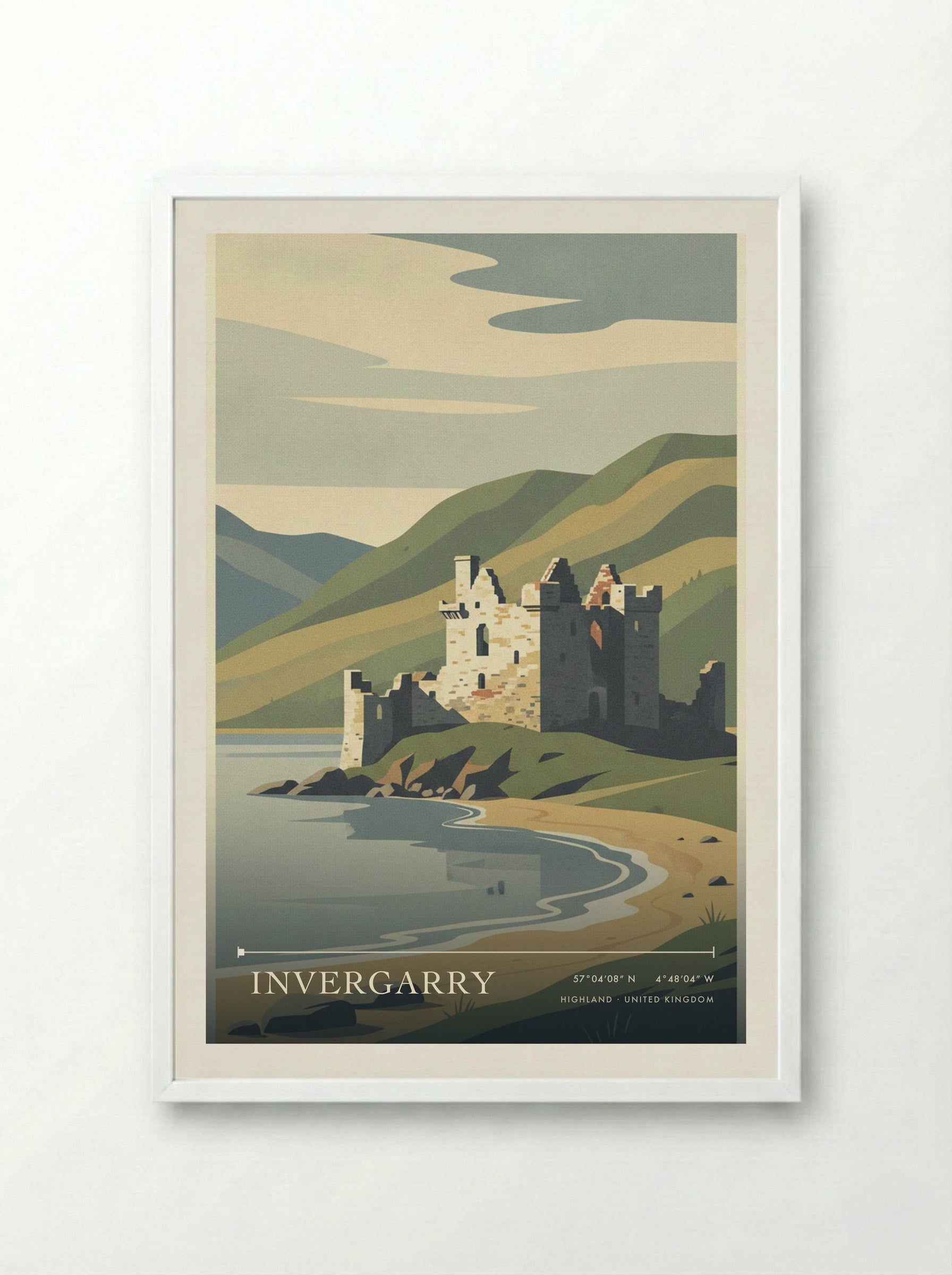 Invergarry Highland United Kingdom Travel Poster - Framed Print White