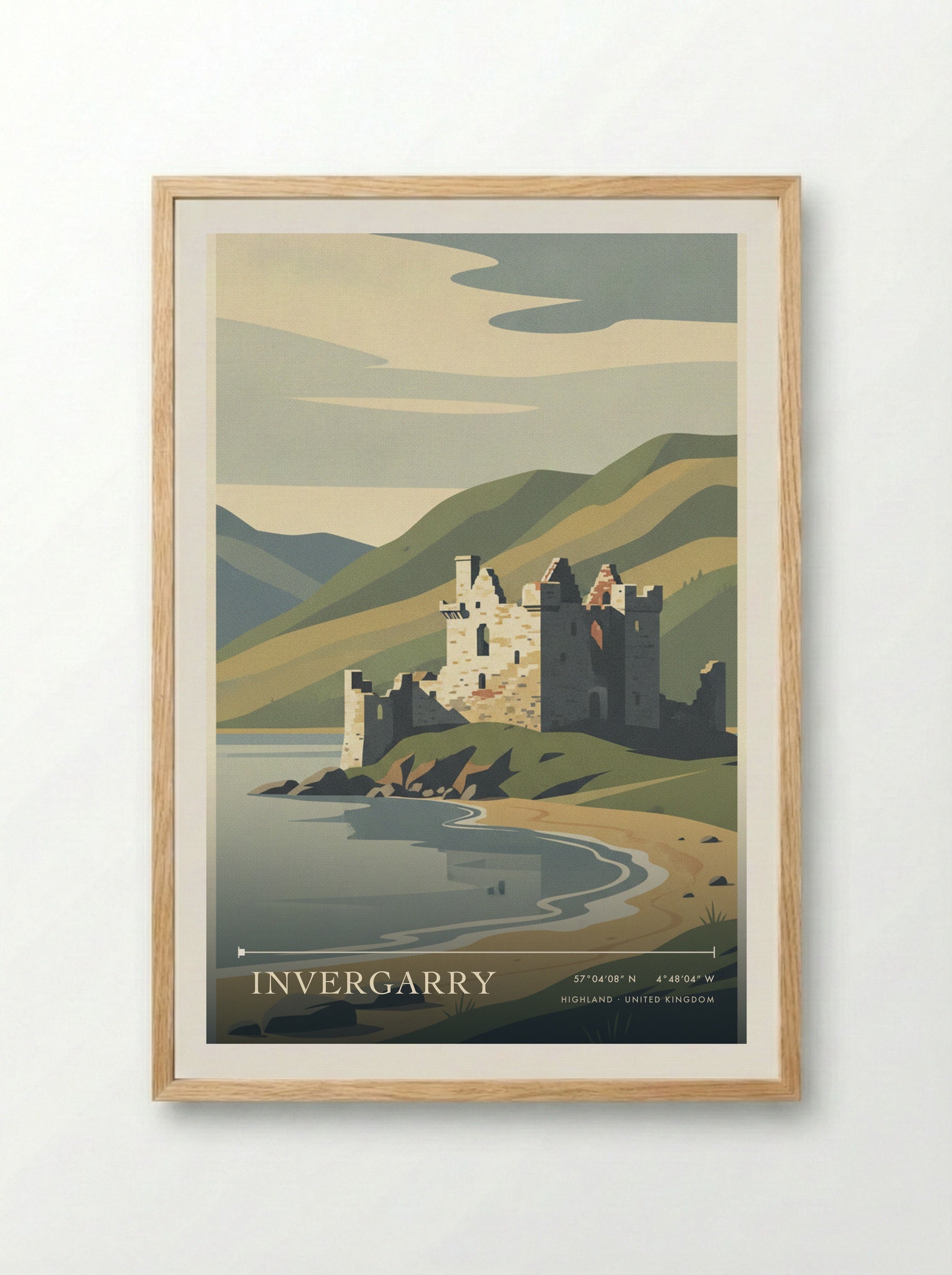 Invergarry Highland United Kingdom Travel Poster - Framed Print Wood