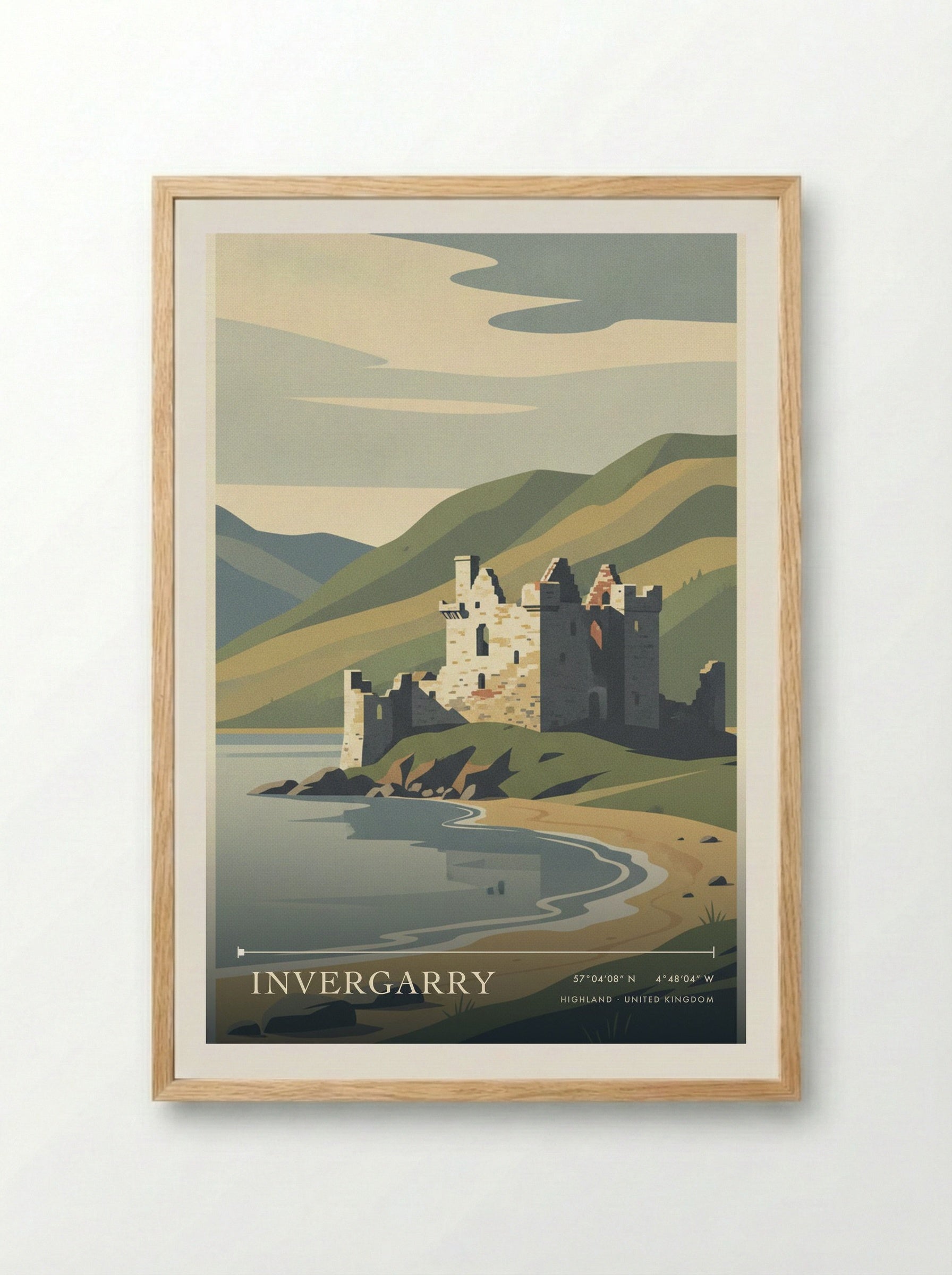 Invergarry Highland United Kingdom Travel Poster - Framed Print Wood
