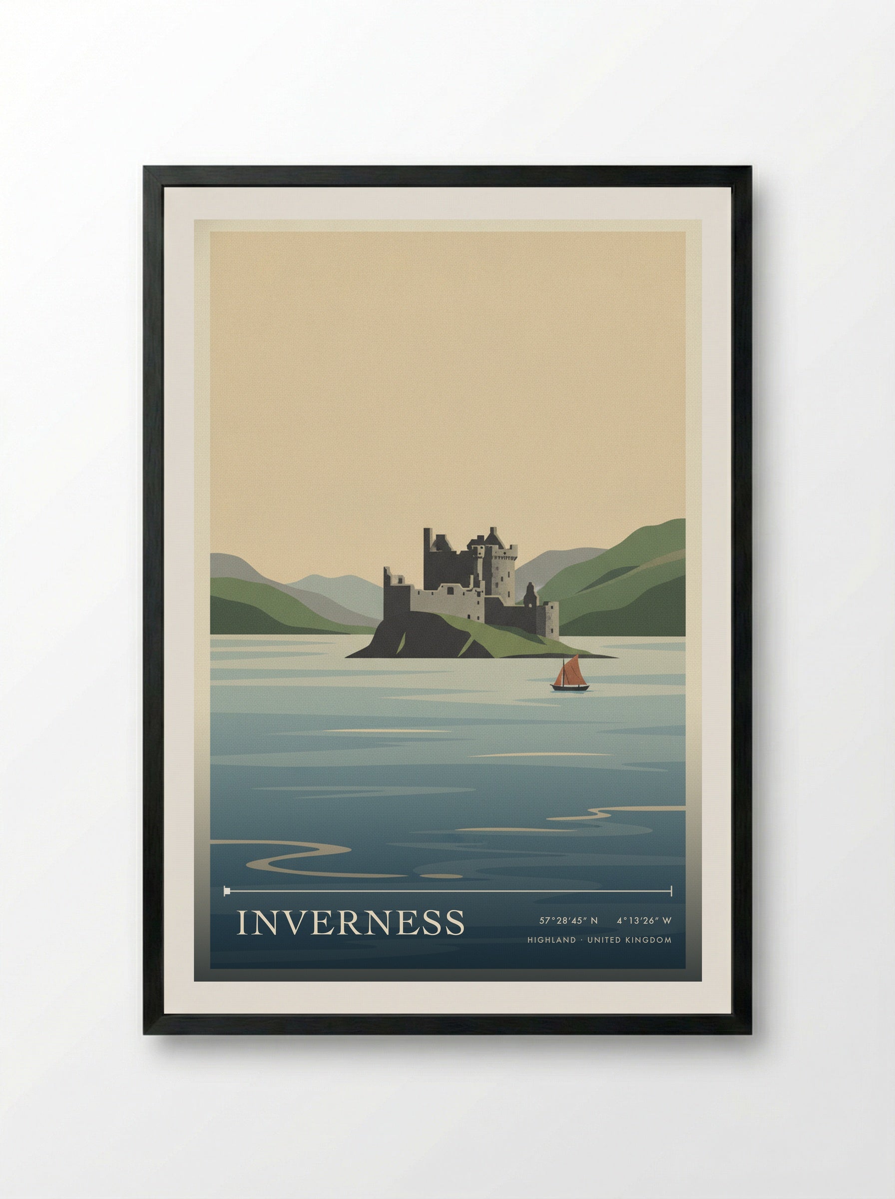 Inverness Highland United Kingdom Travel Poster - Framed Print Black