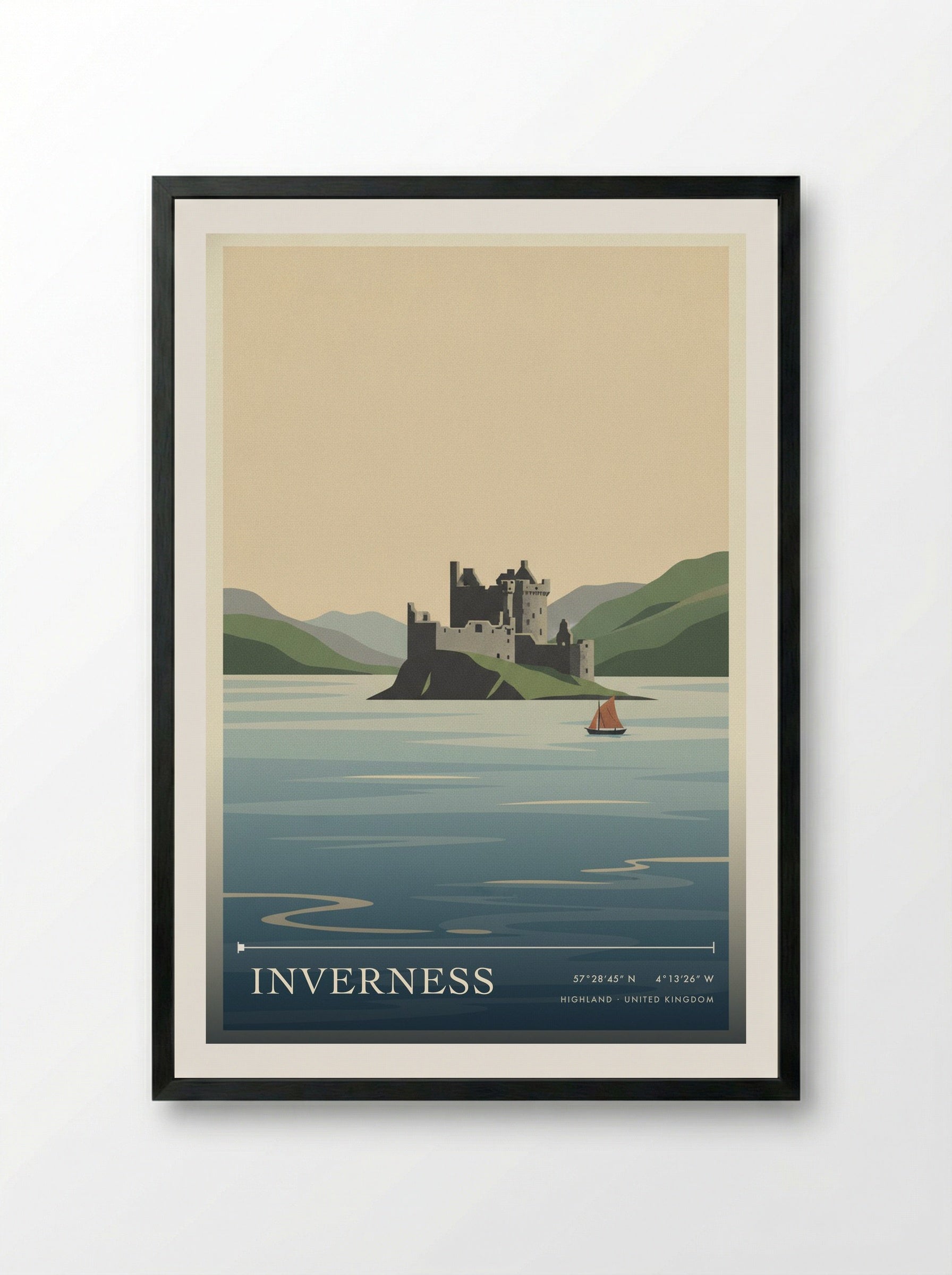 Inverness Highland United Kingdom Travel Poster - Framed Print Black