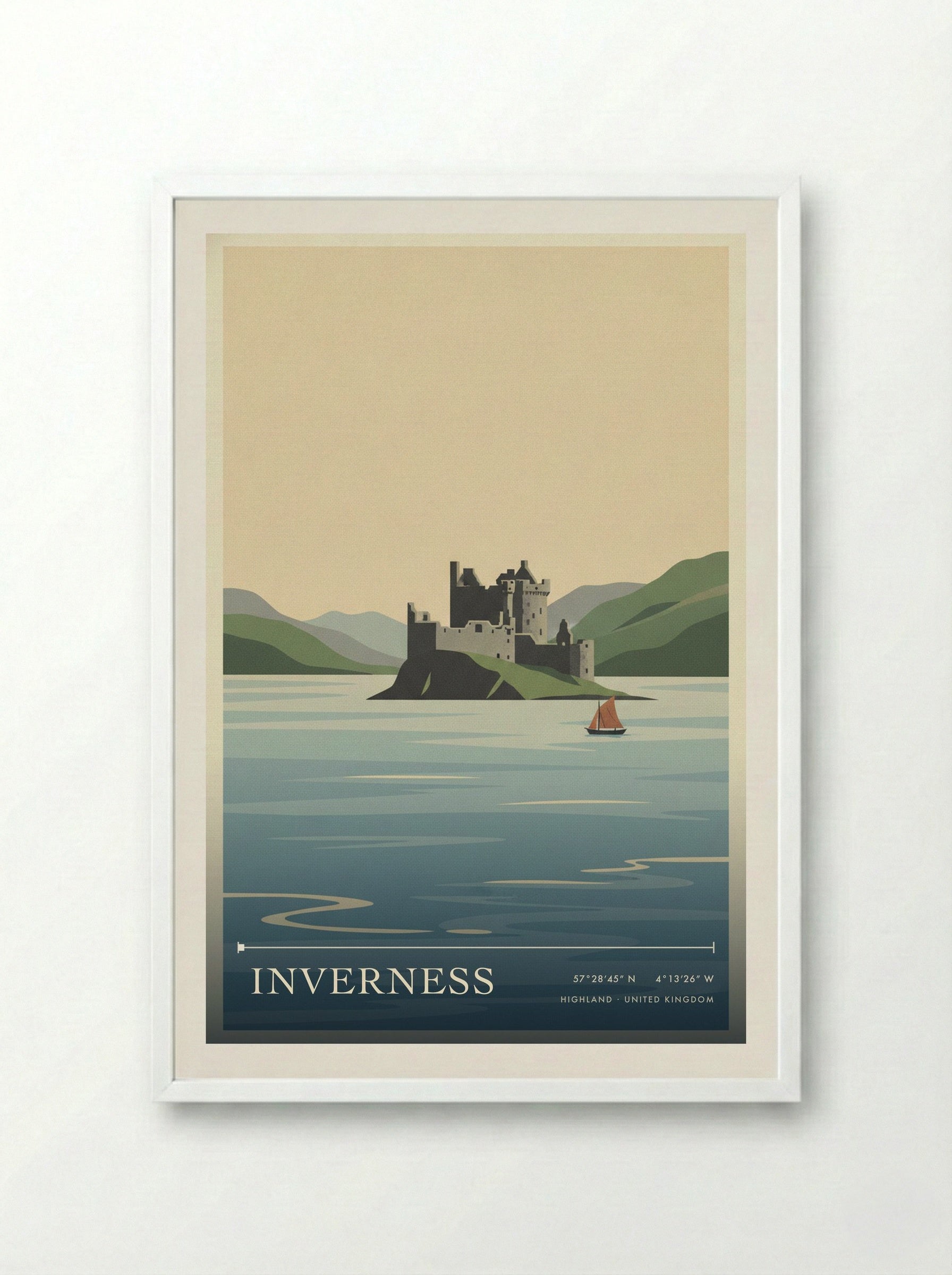 Inverness Highland United Kingdom Travel Poster - Framed Print White