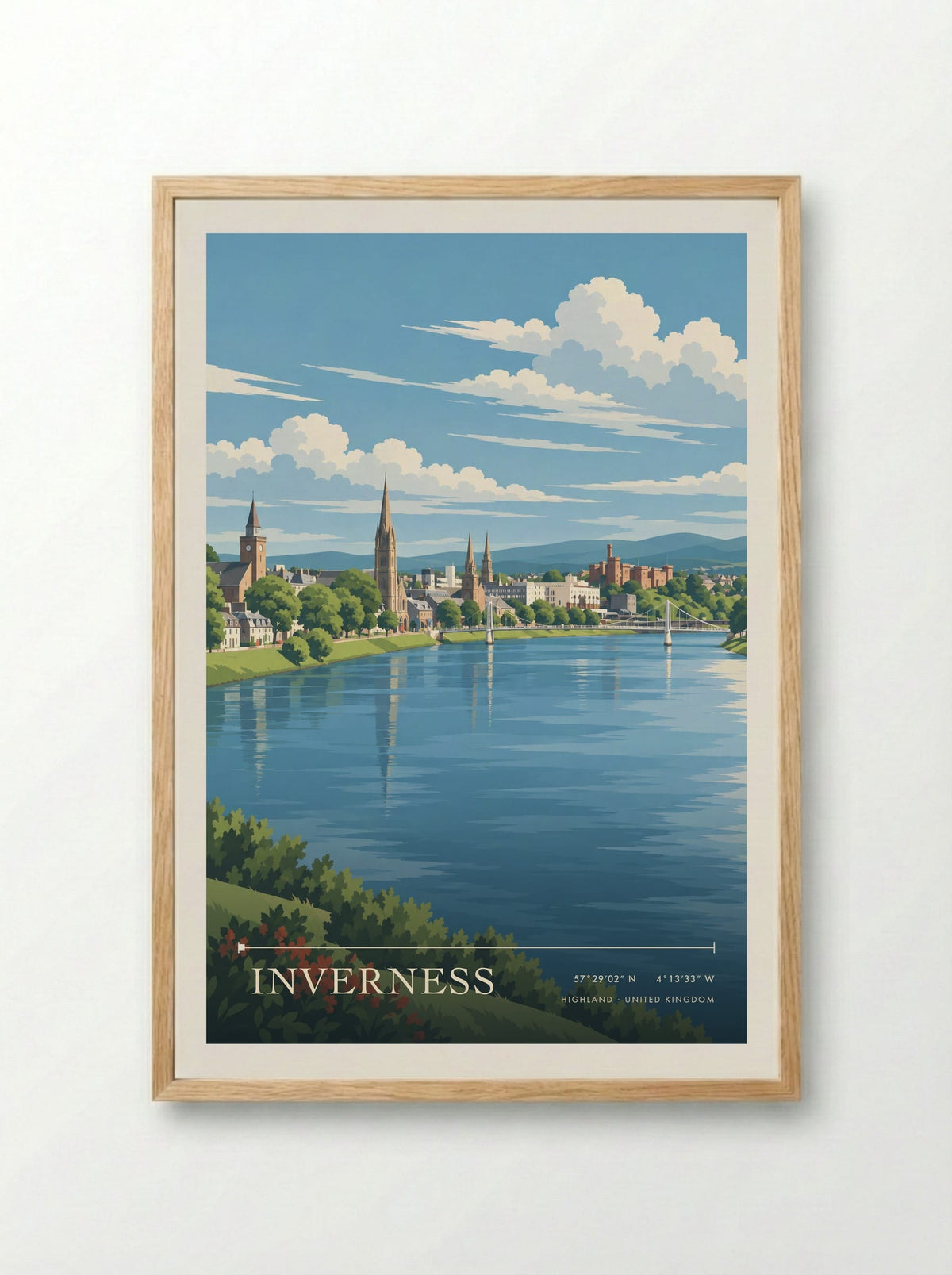 Inverness, Highland | Travel Poster - Framed Print Wood