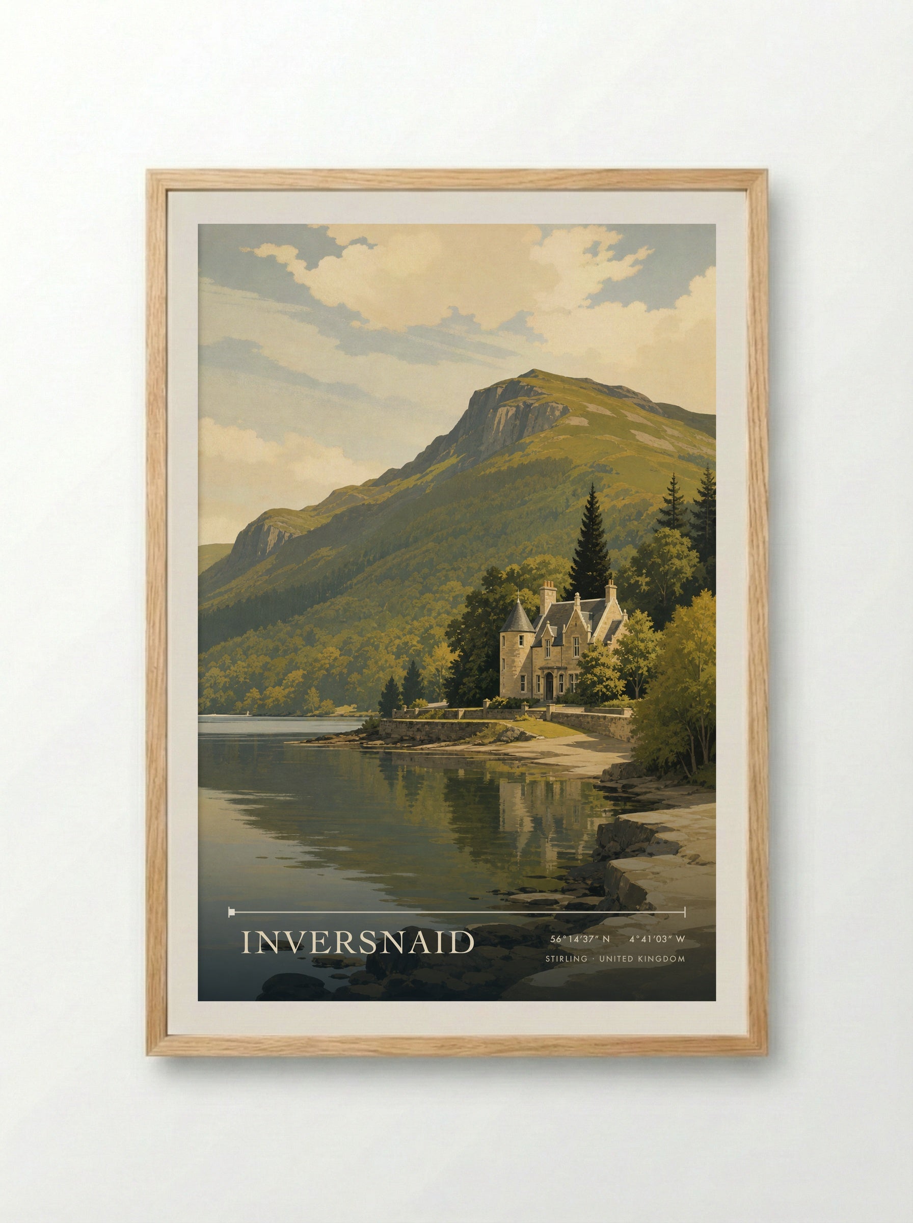 Inversnaid Stirling United Kingdom Travel Poster - Framed Print Wood