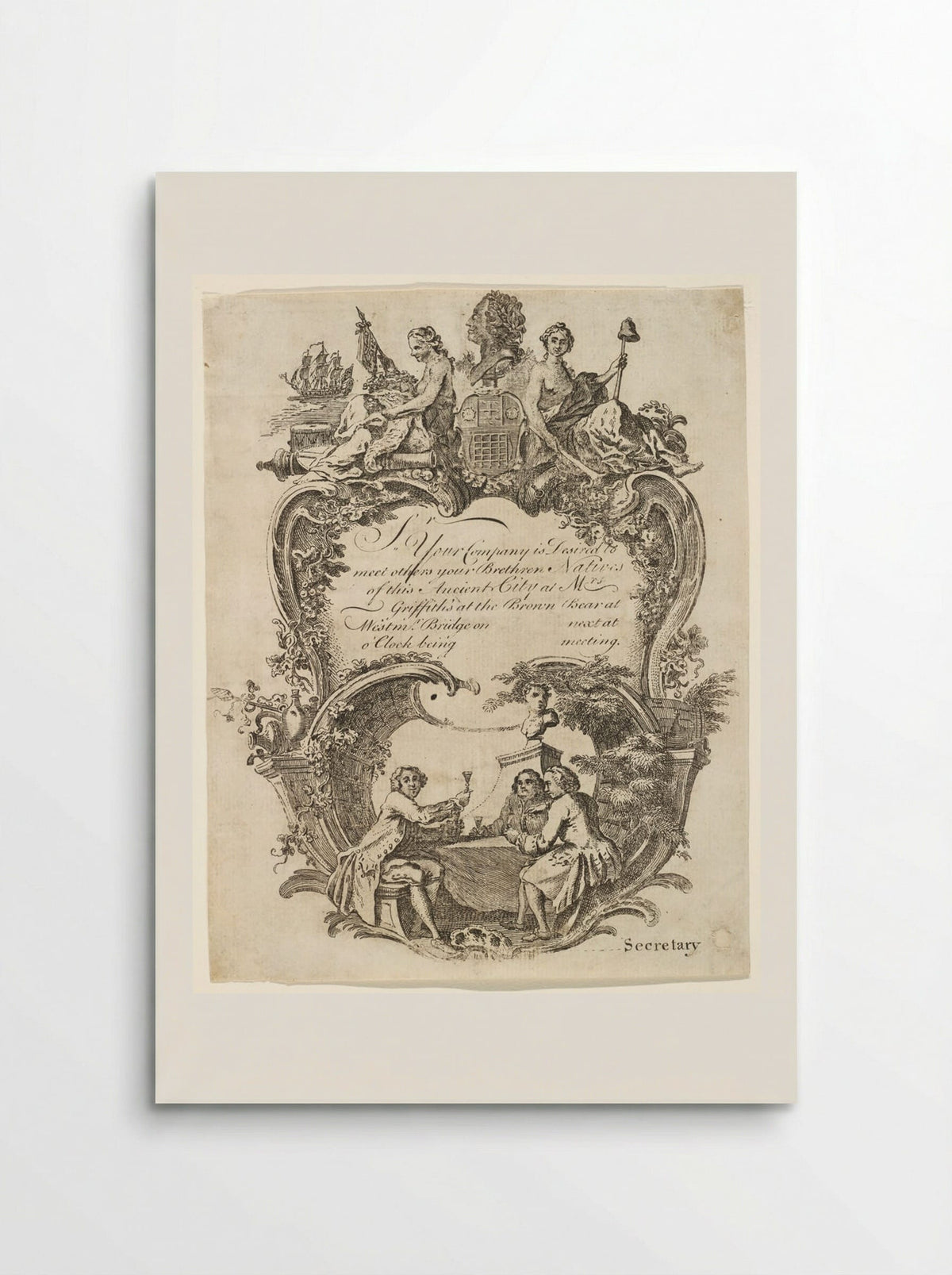 Invitation to a Meeting of the Brethren Natives of Westminster - Hubert François Bourguignon Gravelot - Poster