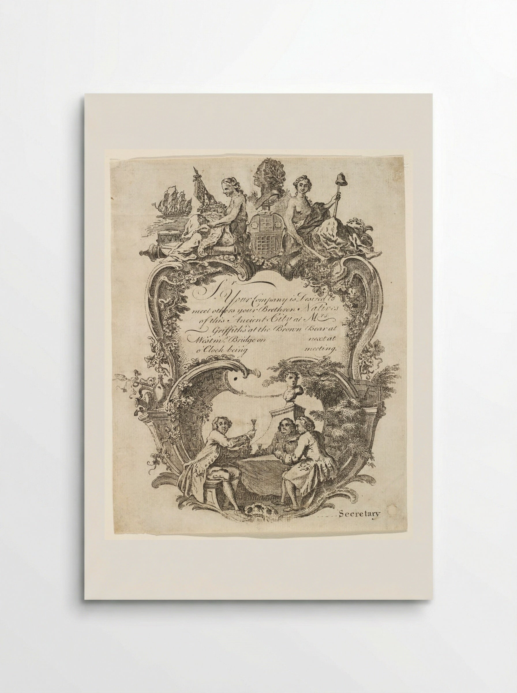 Invitation to a Meeting of the Brethren Natives of Westminster - Hubert François Bourguignon Gravelot - Poster