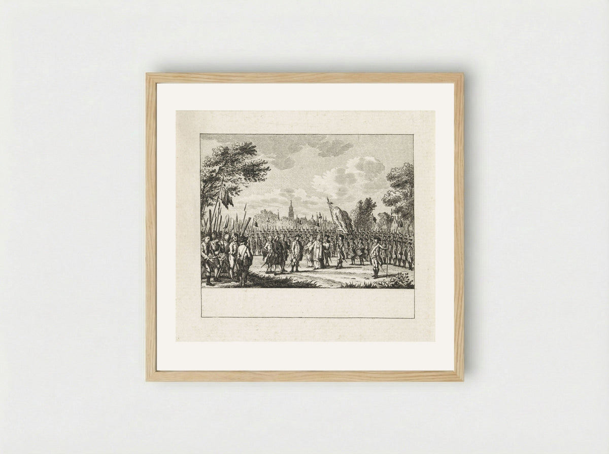Inzegening van het vaandel, buiten Luik - Cornelis Brouwer - Framed Print Wood