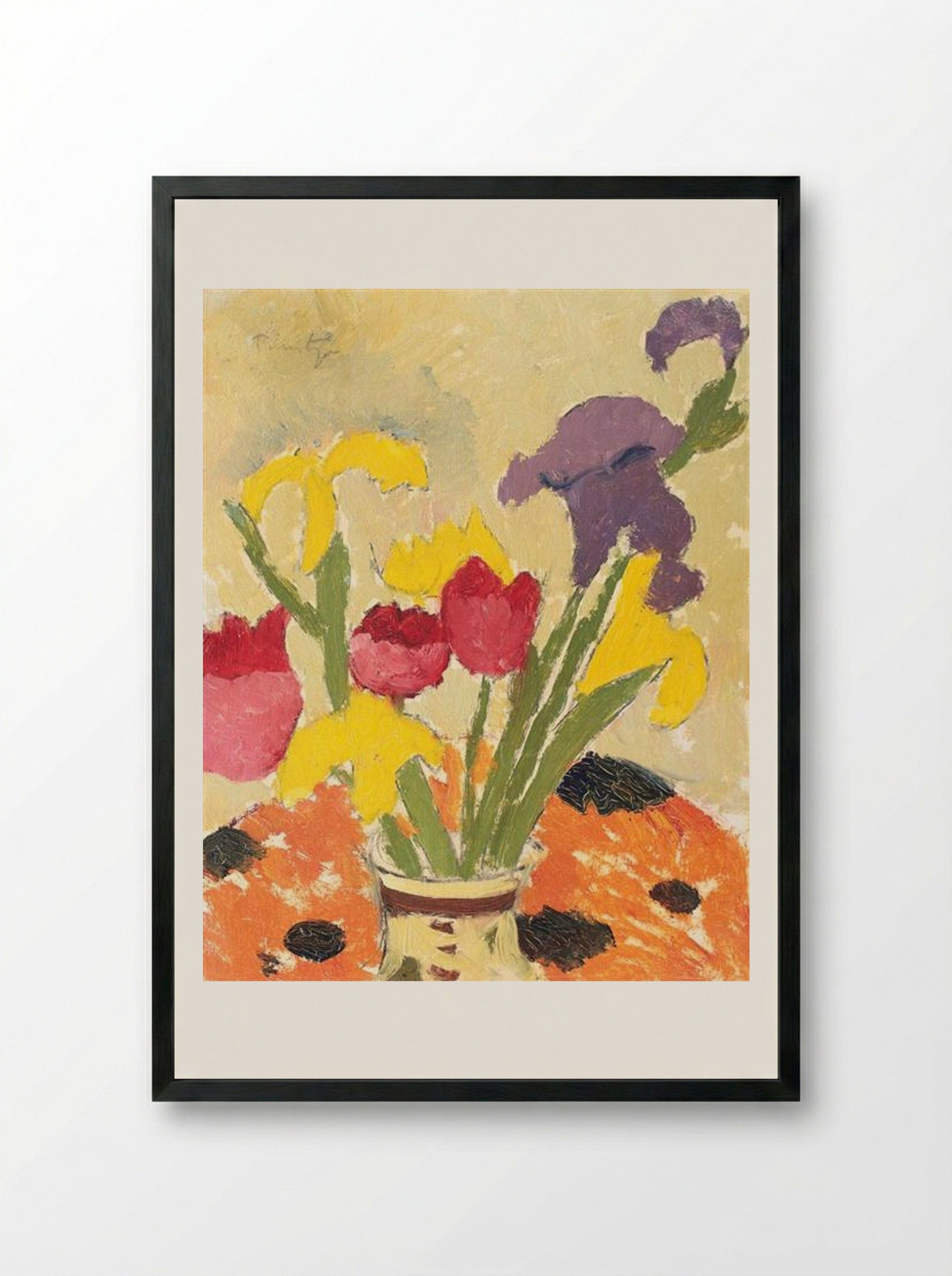 Iris and Lillies - Nicolae Tonitza - Framed Print Black