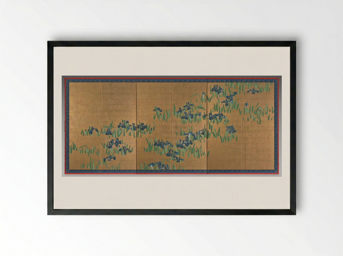 Irises - Watanabe Shikō - Framed Print Black