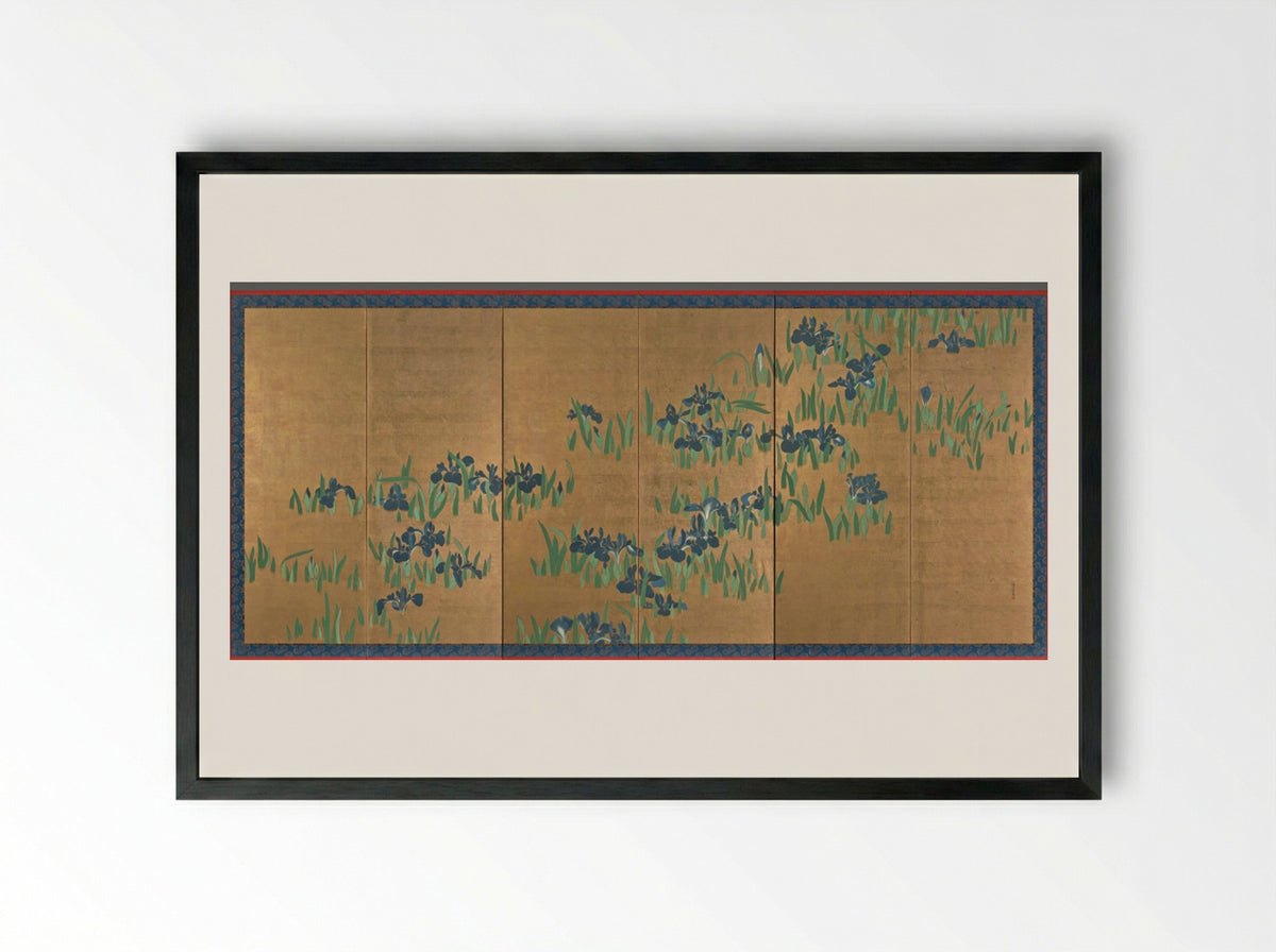 Irises - Watanabe Shikō - Framed Print Black