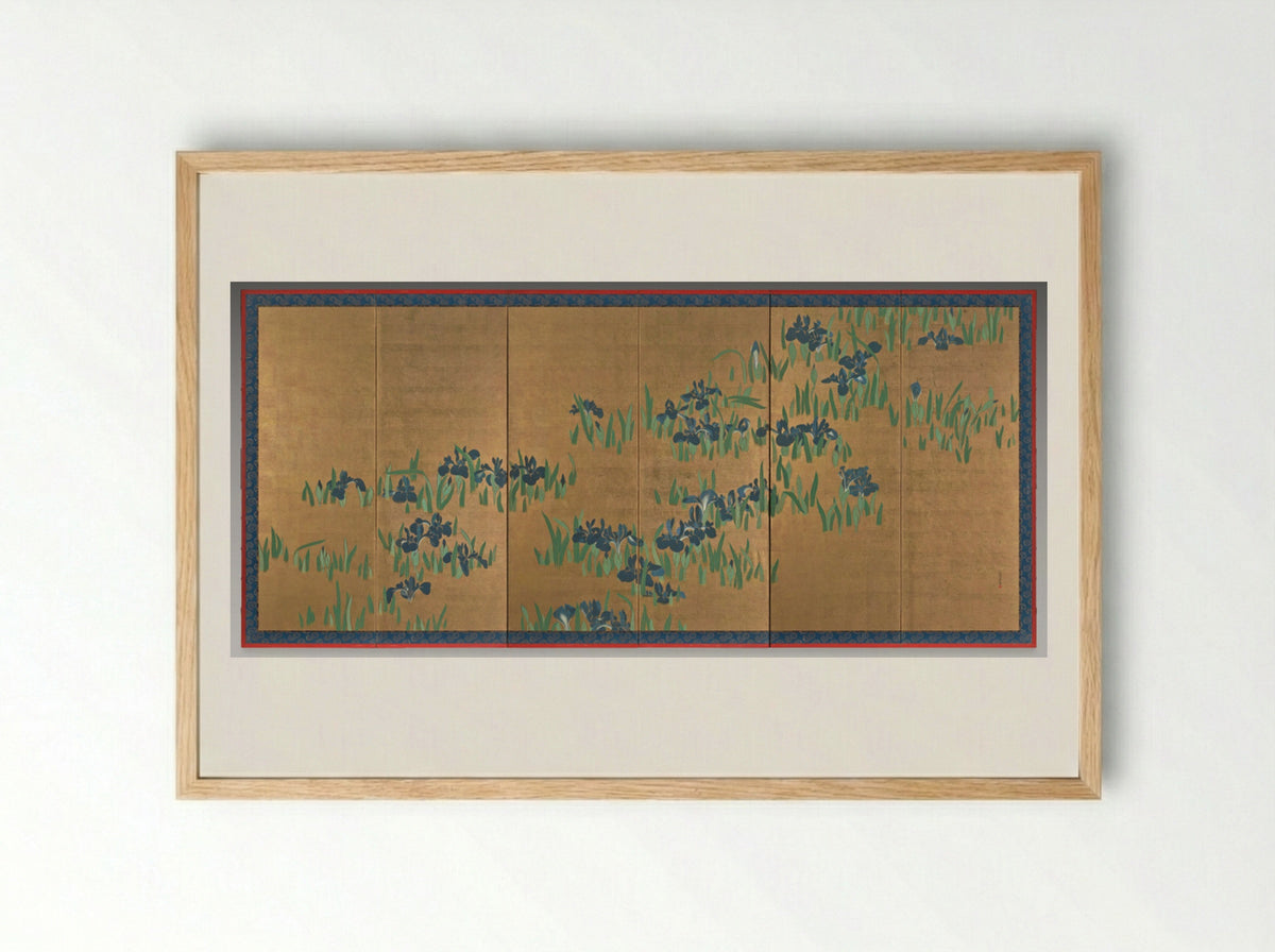 Irises - Watanabe Shikō - Framed Print Wood