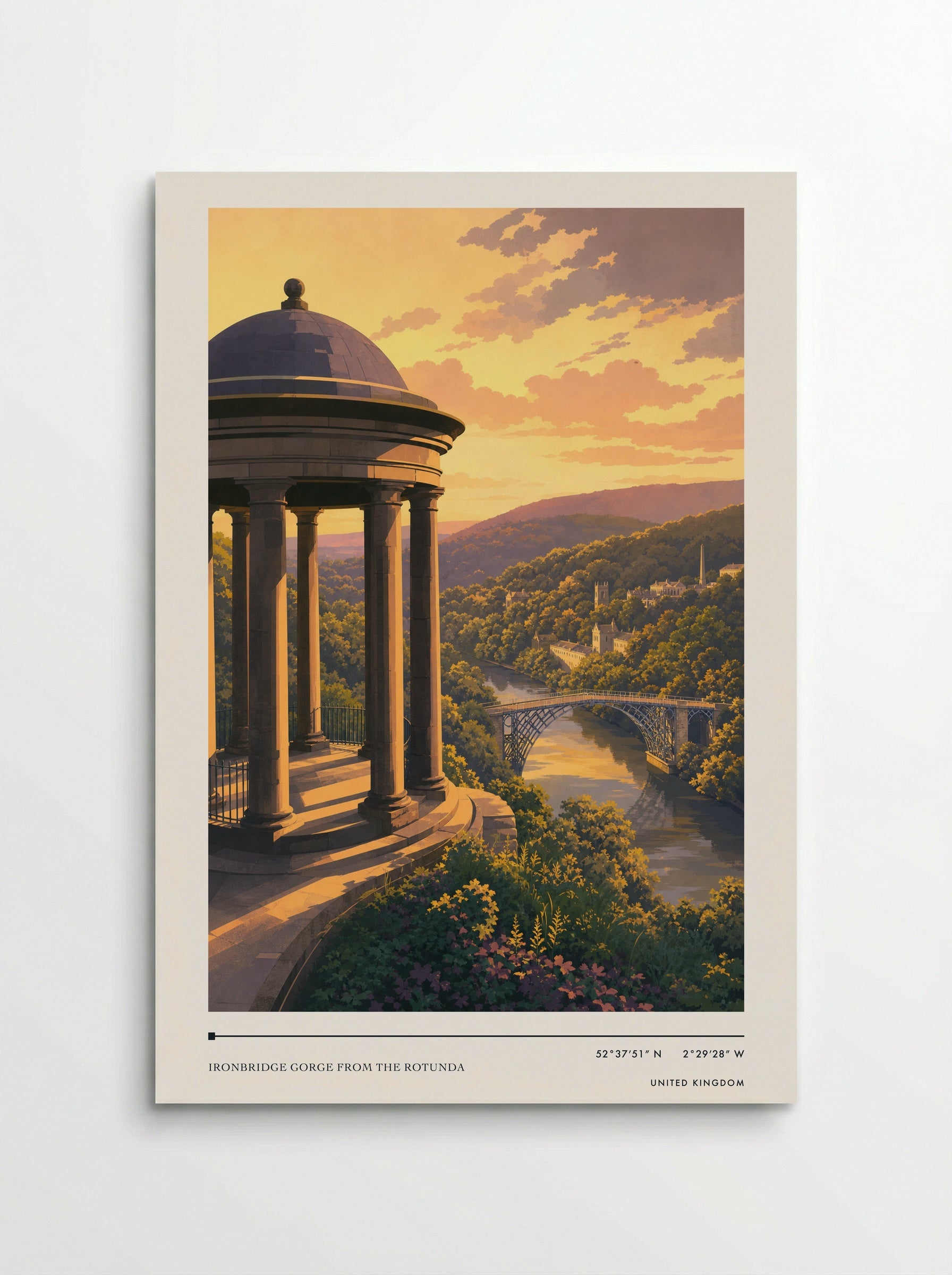 Ironbridge Gorge from the Rotunda United Kingdom Travel Poster - Poster