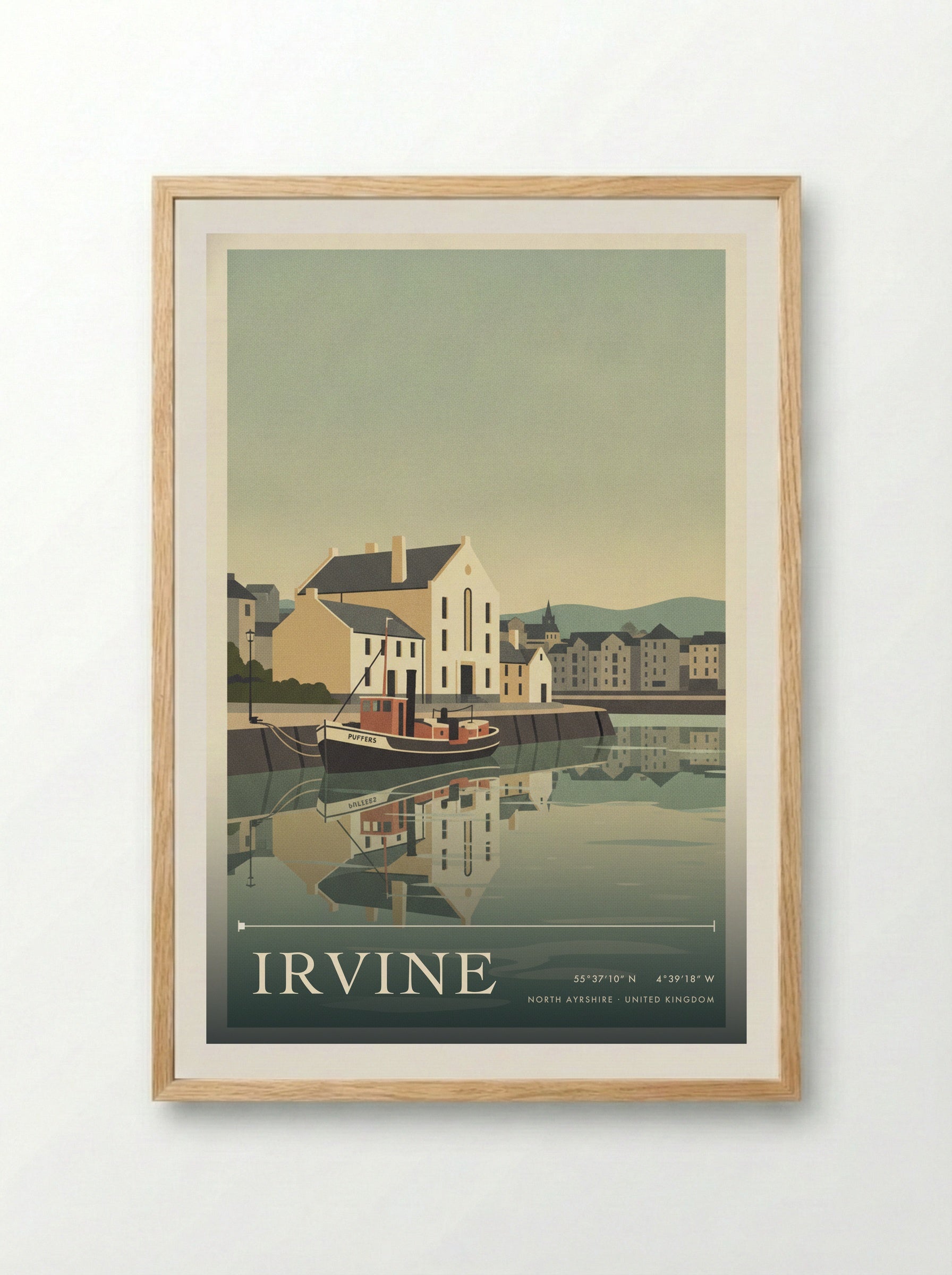 Irvine North Ayrshire United Kingdom Travel Poster - Framed Print Wood