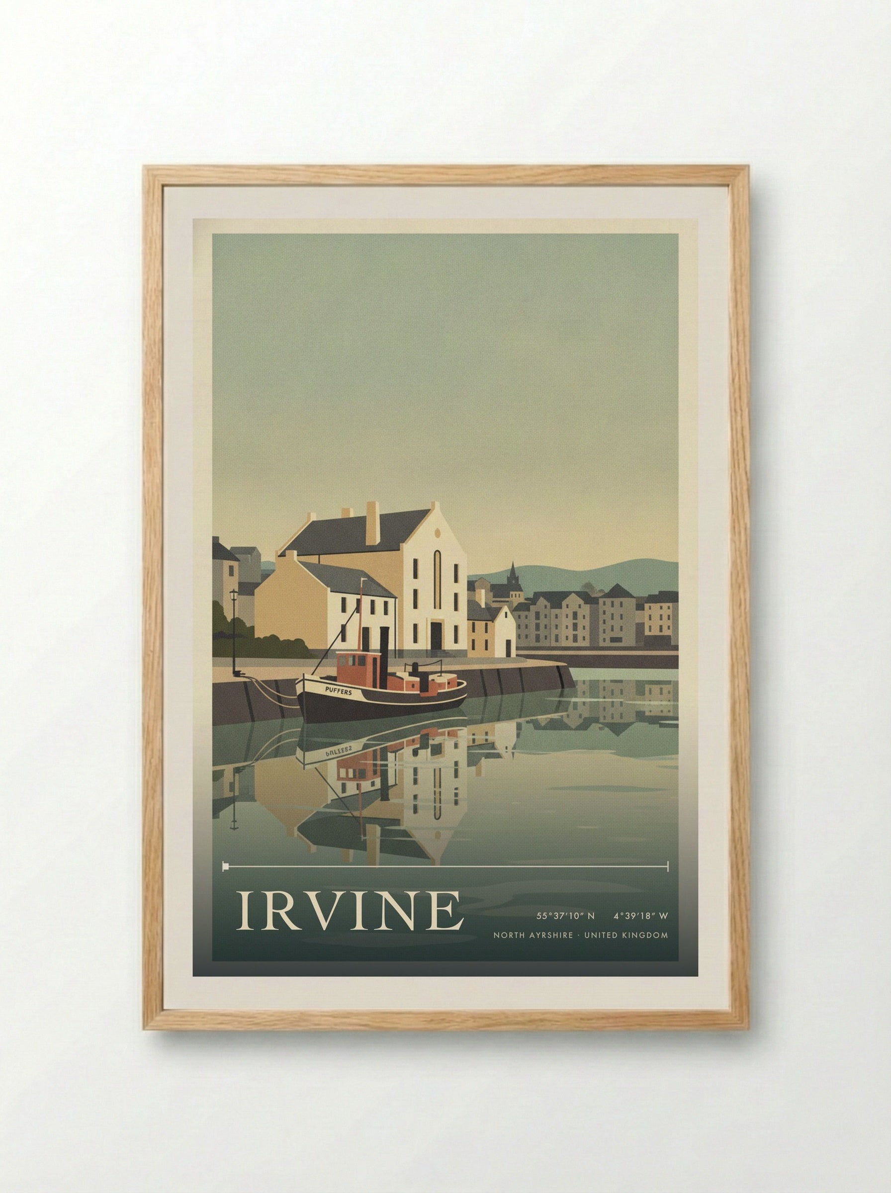 Irvine North Ayrshire United Kingdom Travel Poster - Framed Print Wood