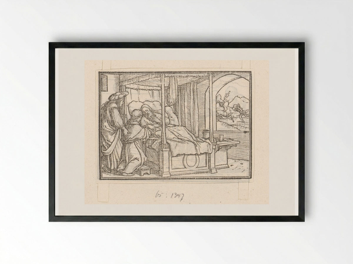 Isaac Blessing Jacob - Veit Rudolf Specklin - Framed Print Black