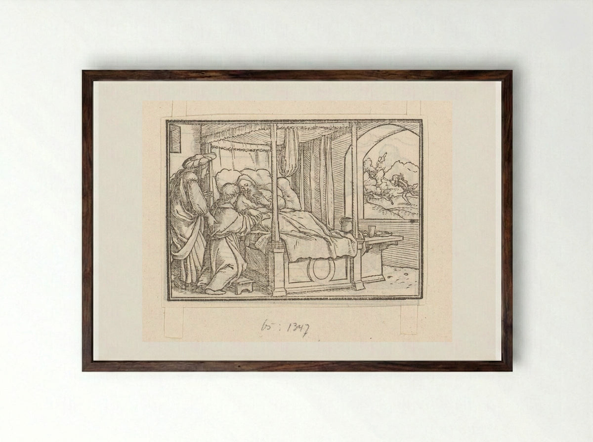 Isaac Blessing Jacob - Veit Rudolf Specklin - Framed Print Dark Wood