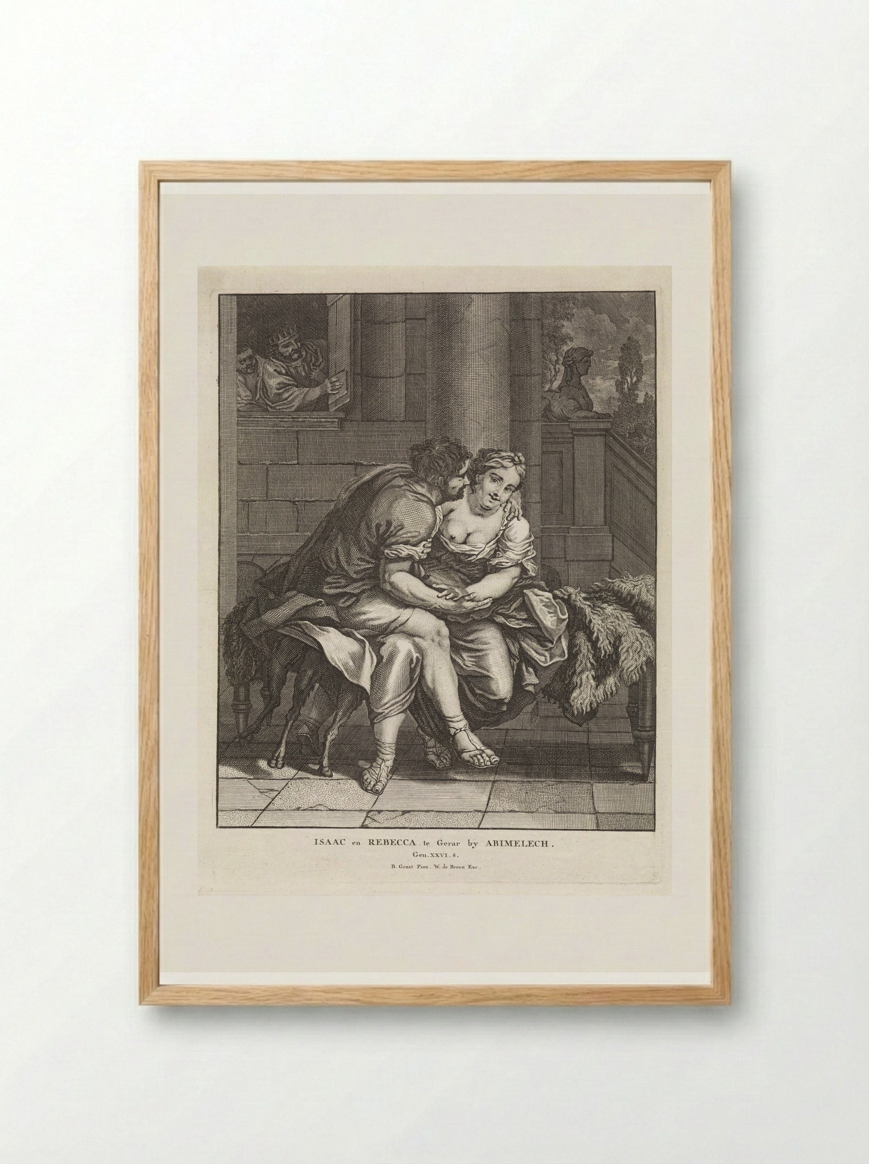 Isaac and Rebecca in Gerar - Matthijs Pool - Framed Print Wood