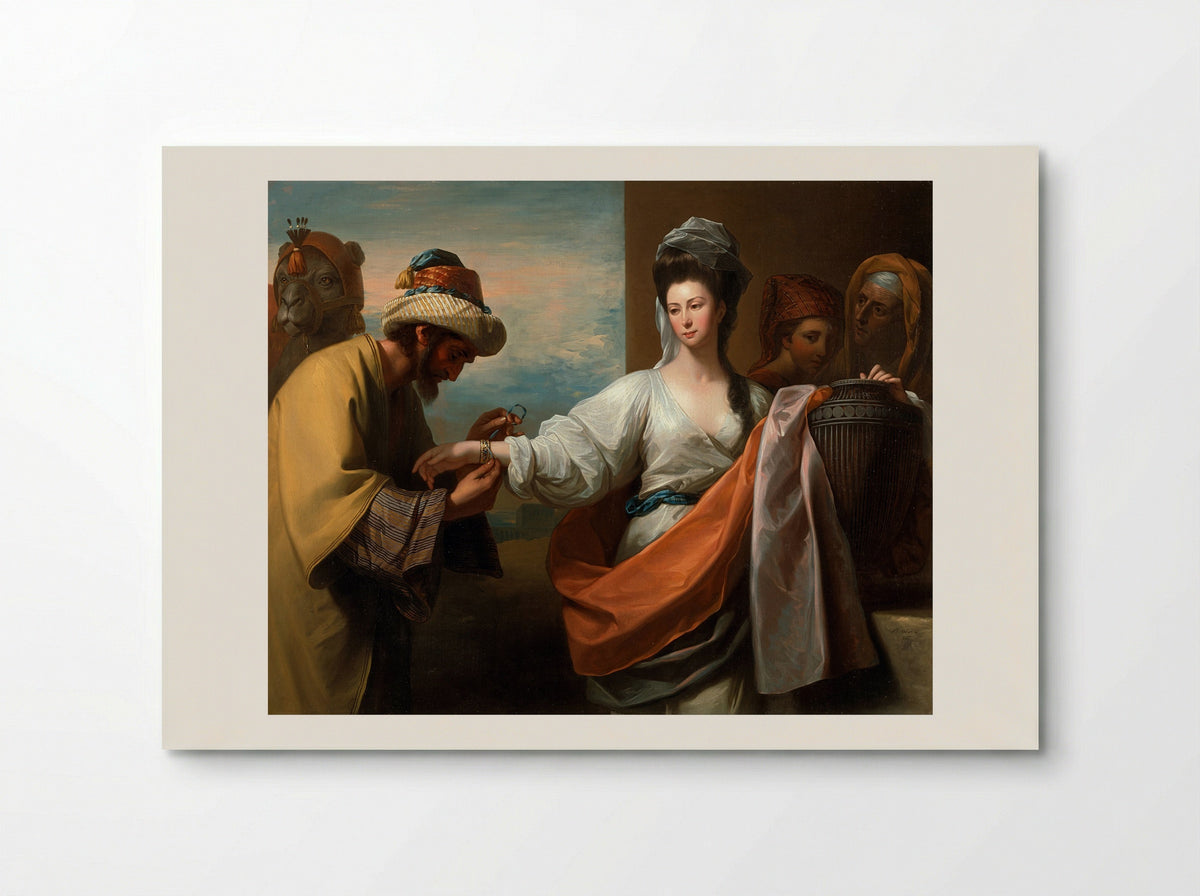 Isaac's Servant Trying the Bracelet on Rebecca's Arm - Benjamin West - Poster