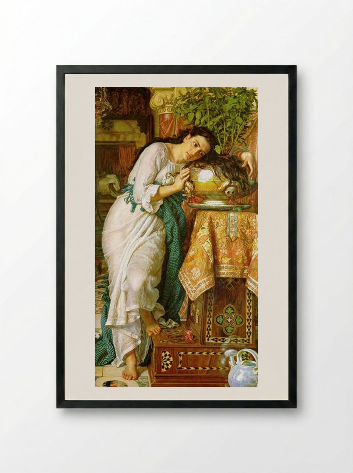 Isabella and the Pot of Basil - William Holman Hunt - Framed Print Black