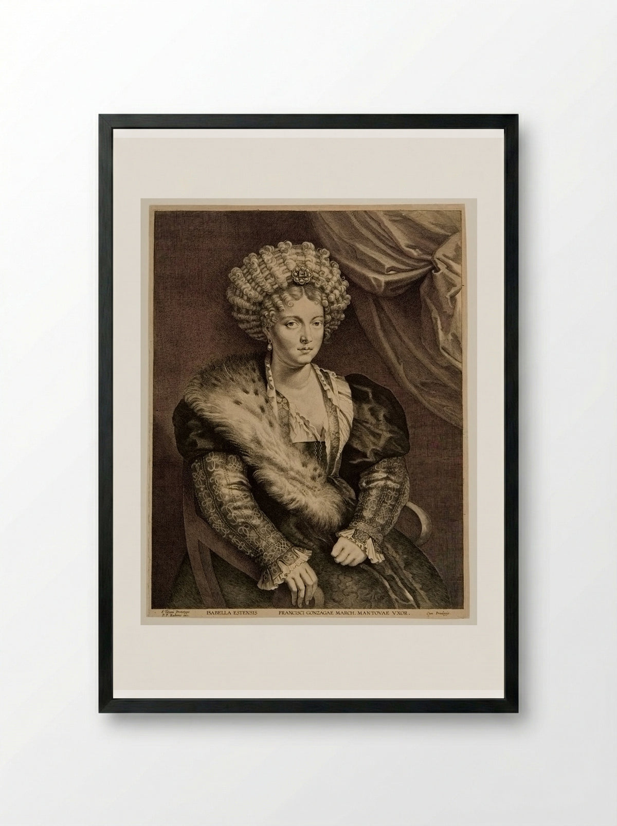 Isabella d'Este, Wife of Francisco Gonzaga, Duke of Mantua - Lucas Vorsterman I - Framed Print Black