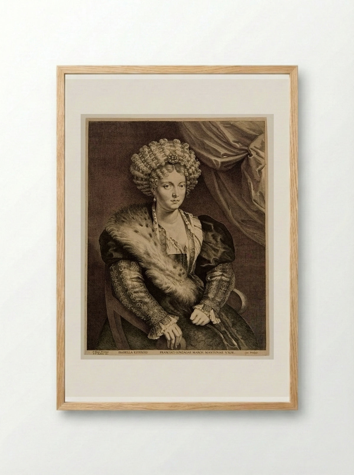 Isabella d'Este, Wife of Francisco Gonzaga, Duke of Mantua - Lucas Vorsterman I - Framed Print Wood