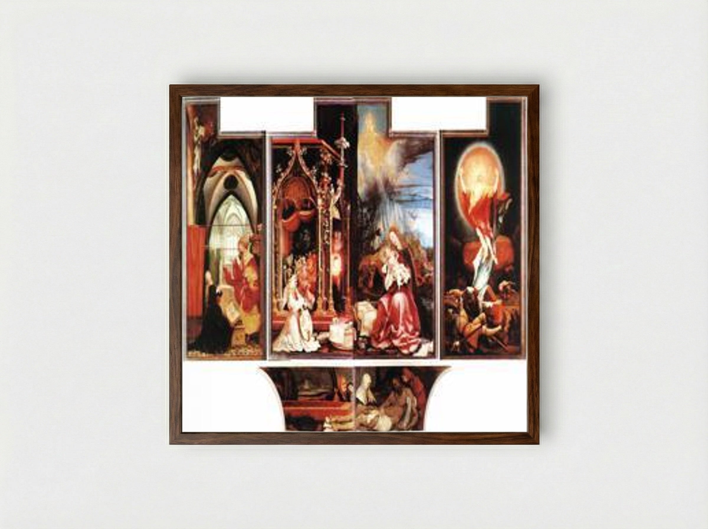 Isenheim Altarpiece (Second View) - Matthias Grünewald - Framed Print Dark Wood