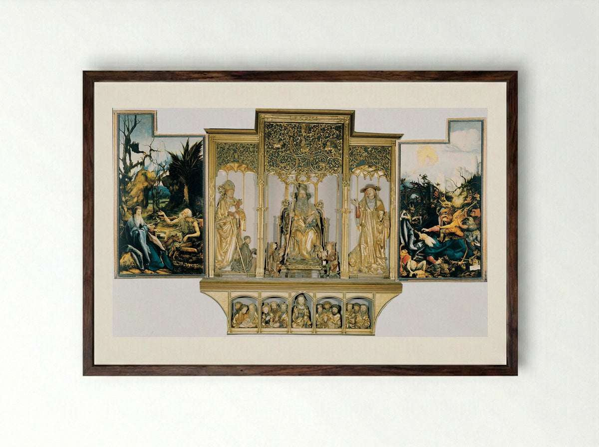Isenheim Altarpiece (Second View) - Matthias Grünewald - Framed Print Dark Wood