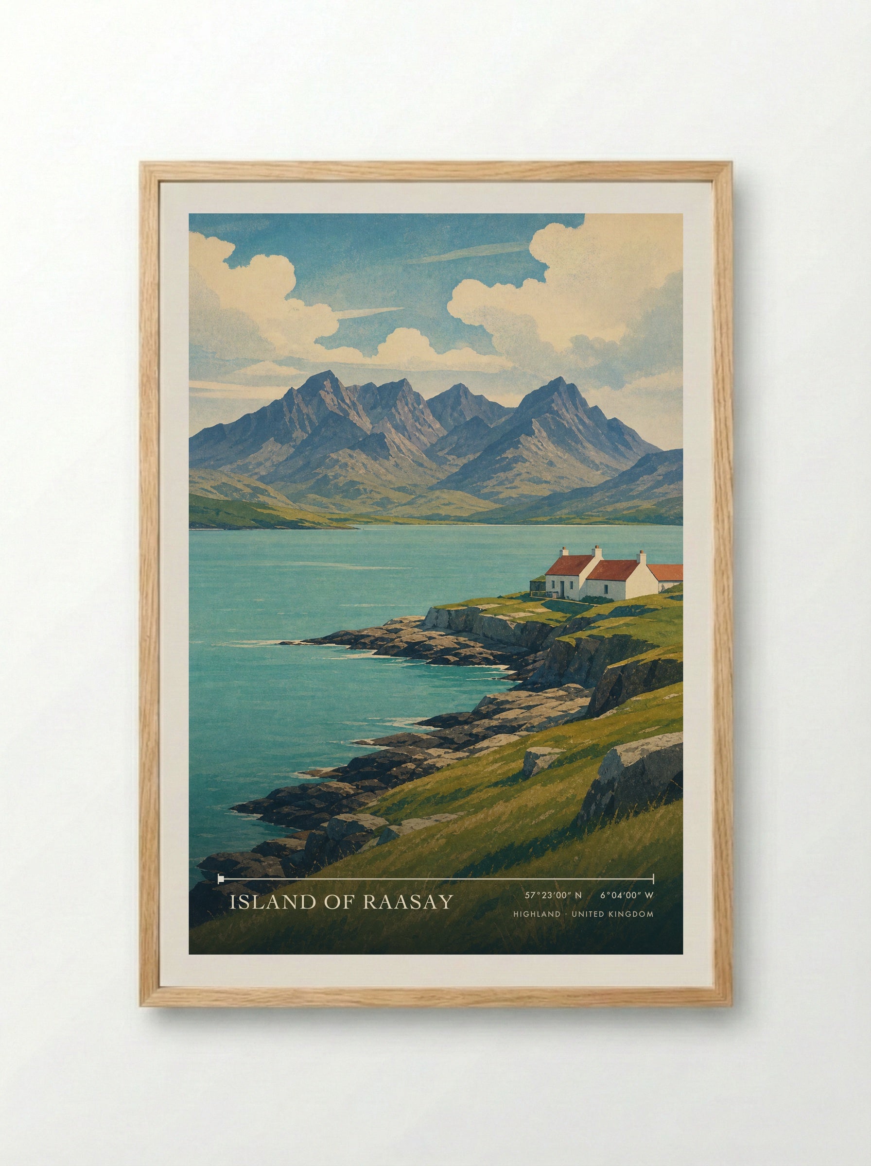 Island of Raasay Highland United Kingdom Travel Poster - Framed Print Wood