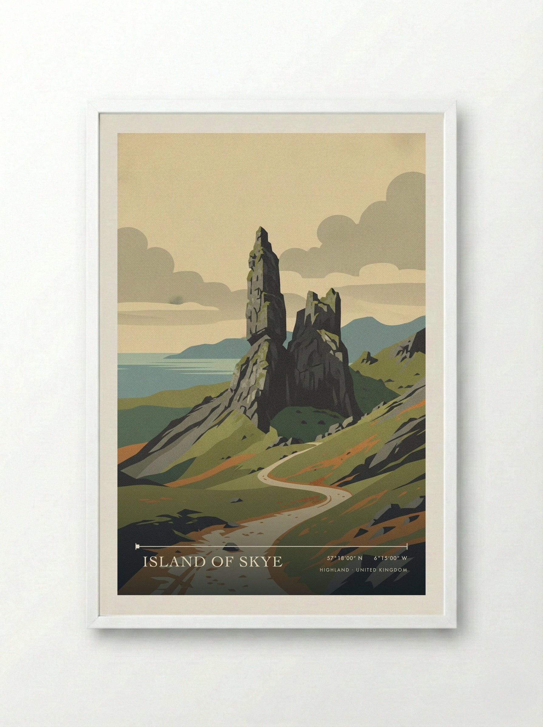 Island of Skye Highland United Kingdom Travel Poster - Framed Print White