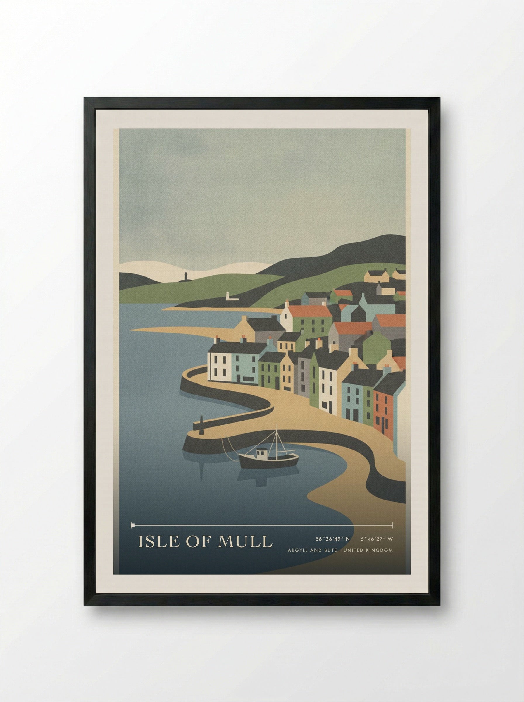 Isle Of Mull Argyll and Bute United Kingdom Travel Poster - Framed Print Black