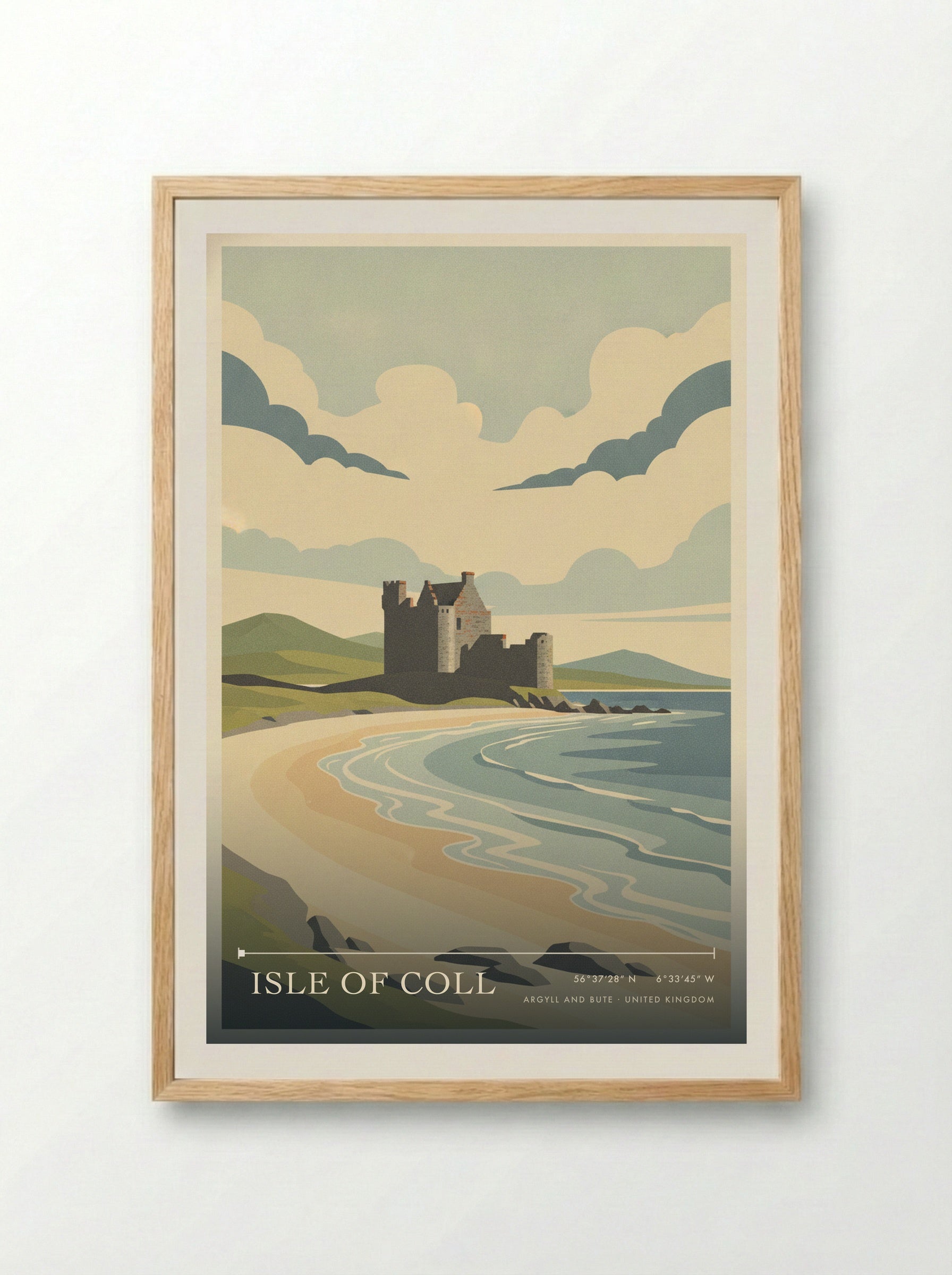 Isle of Coll Argyll and Bute United Kingdom Travel Poster - Framed Print Wood