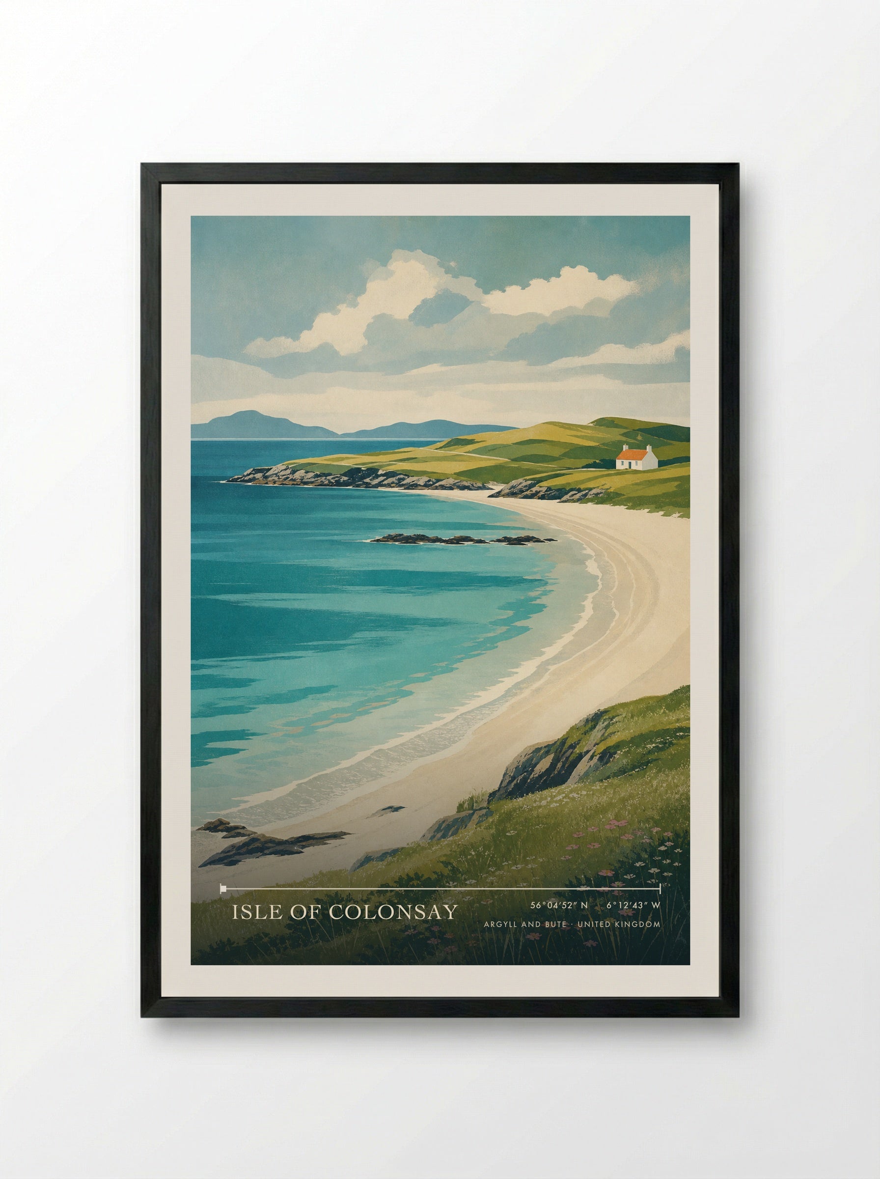 Isle of Colonsay Argyll and Bute United Kingdom Travel Poster - Framed Print Black