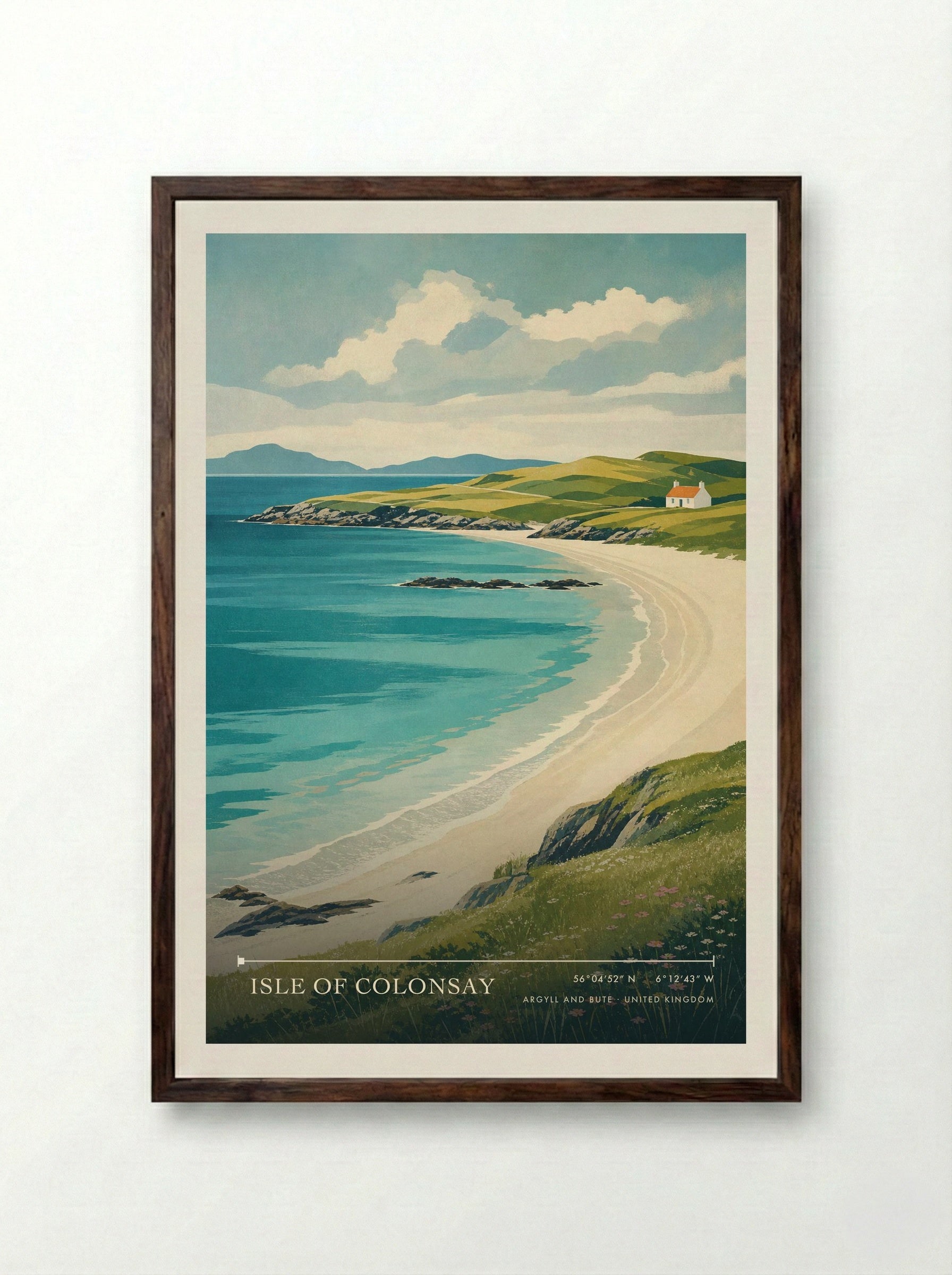 Isle of Colonsay Argyll and Bute United Kingdom Travel Poster - Framed Print Dark Wood