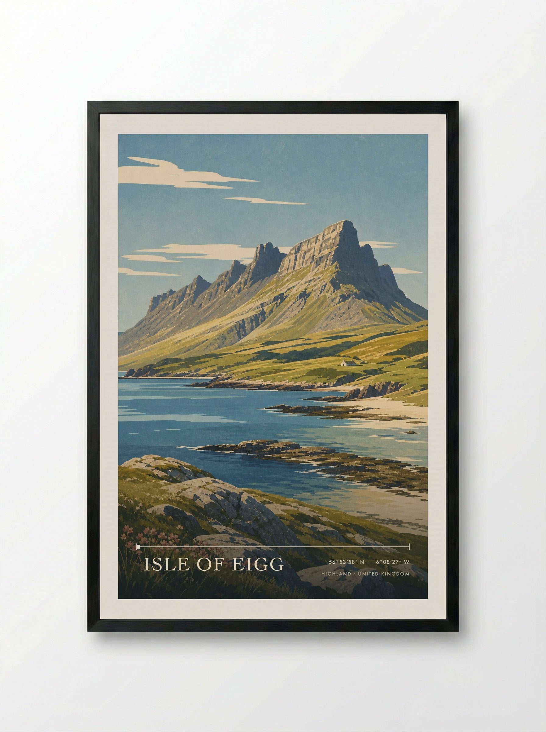 Isle of Eigg Highland United Kingdom Travel Poster - Framed Print Black