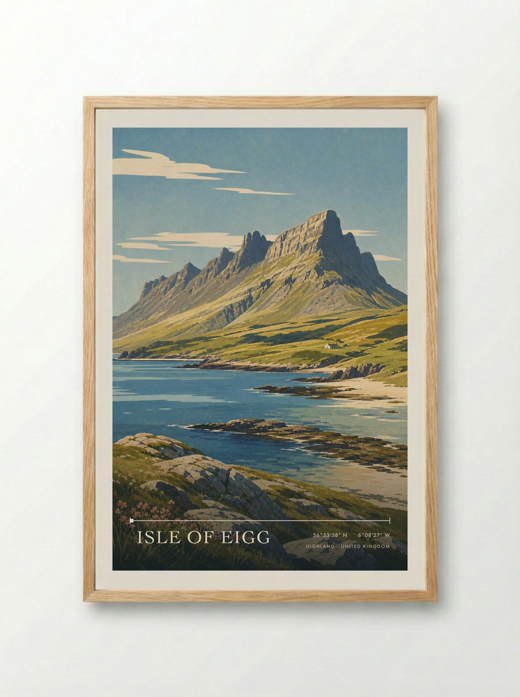 Isle of Eigg Highland United Kingdom Travel Poster - Framed Print Wood