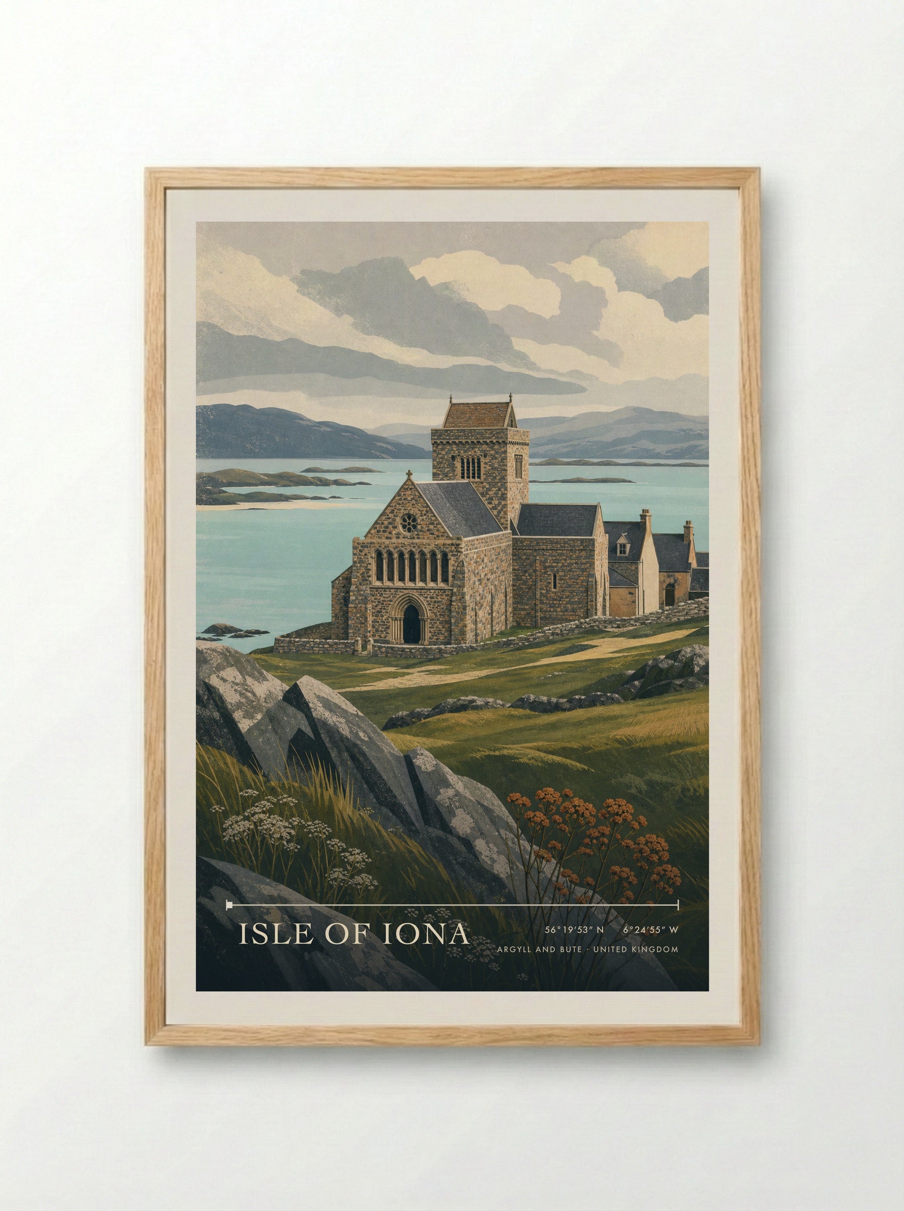 Isle of Iona Argyll and Bute United Kingdom Travel Poster - Framed Print Wood