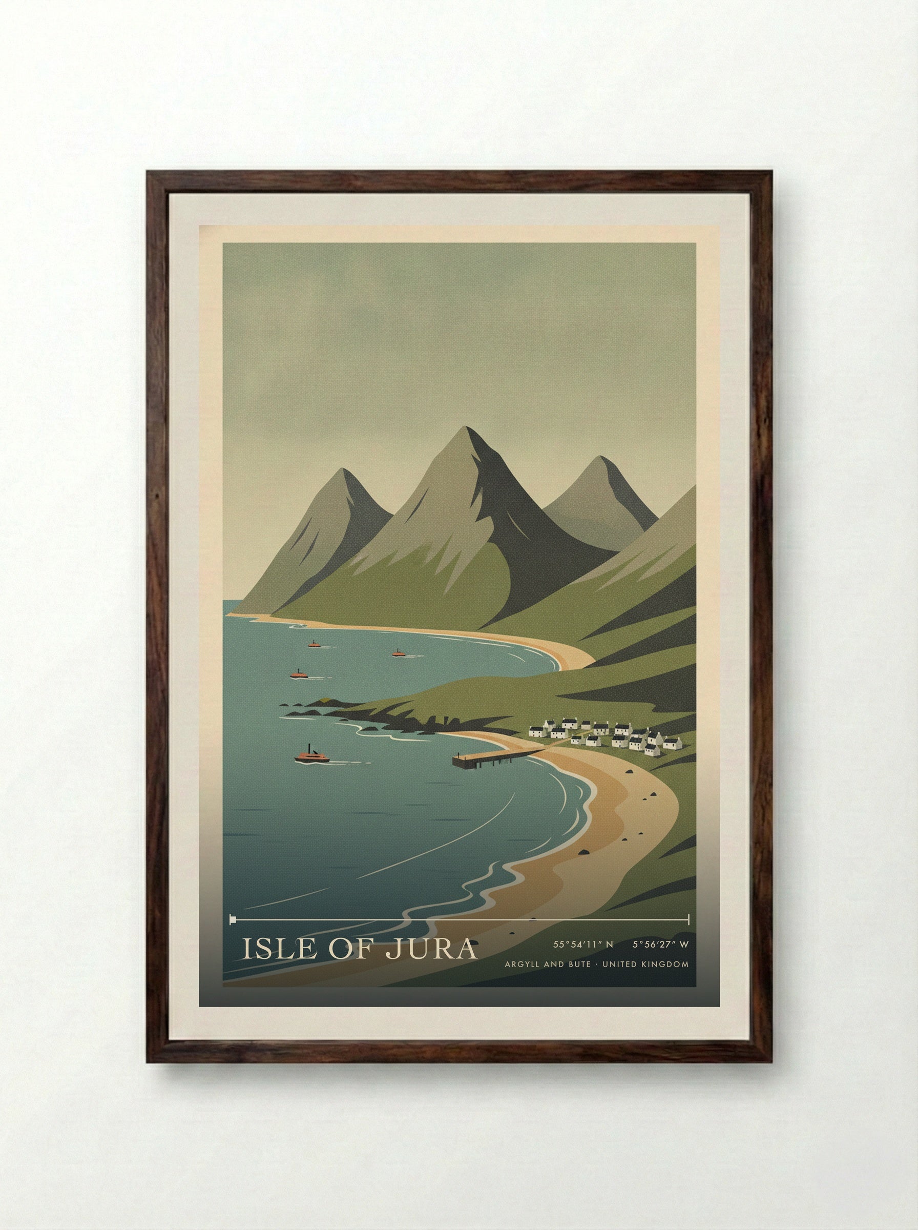 Isle of Jura Argyll and Bute United Kingdom Travel Poster - Framed Print Dark Wood