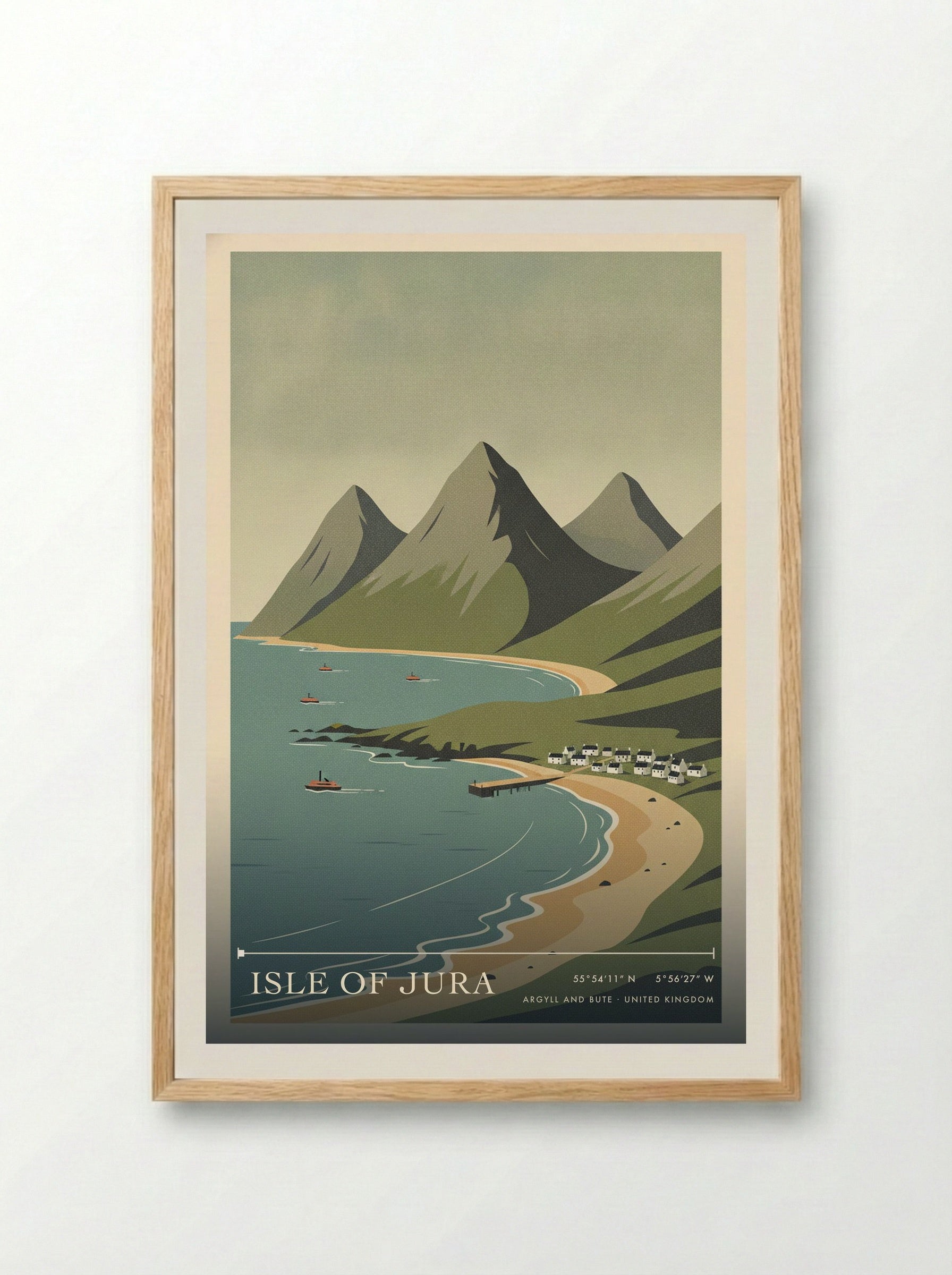 Isle of Jura Argyll and Bute United Kingdom Travel Poster - Framed Print Wood