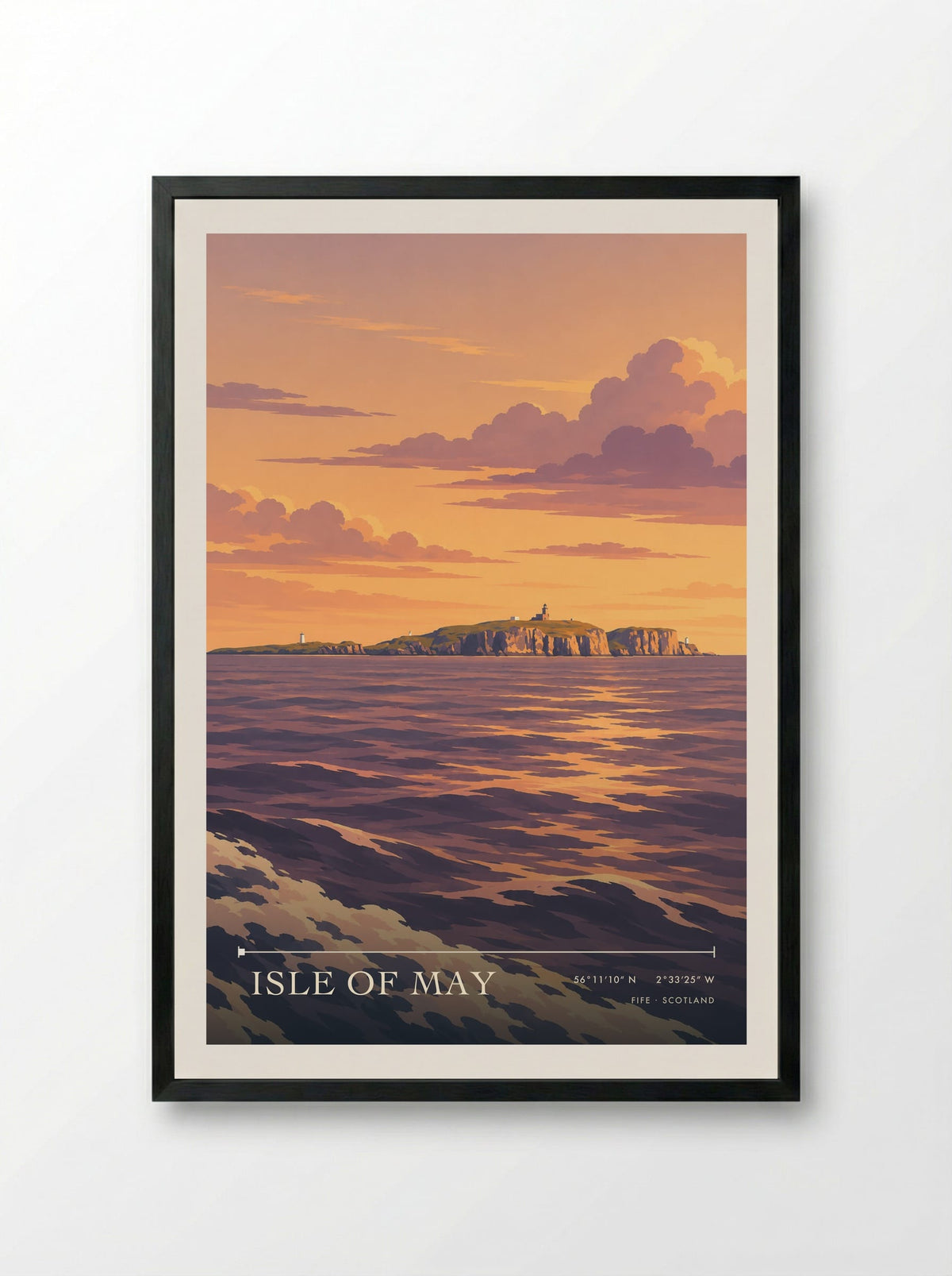 Isle of May, Fife | Travel Poster - Framed Print Black