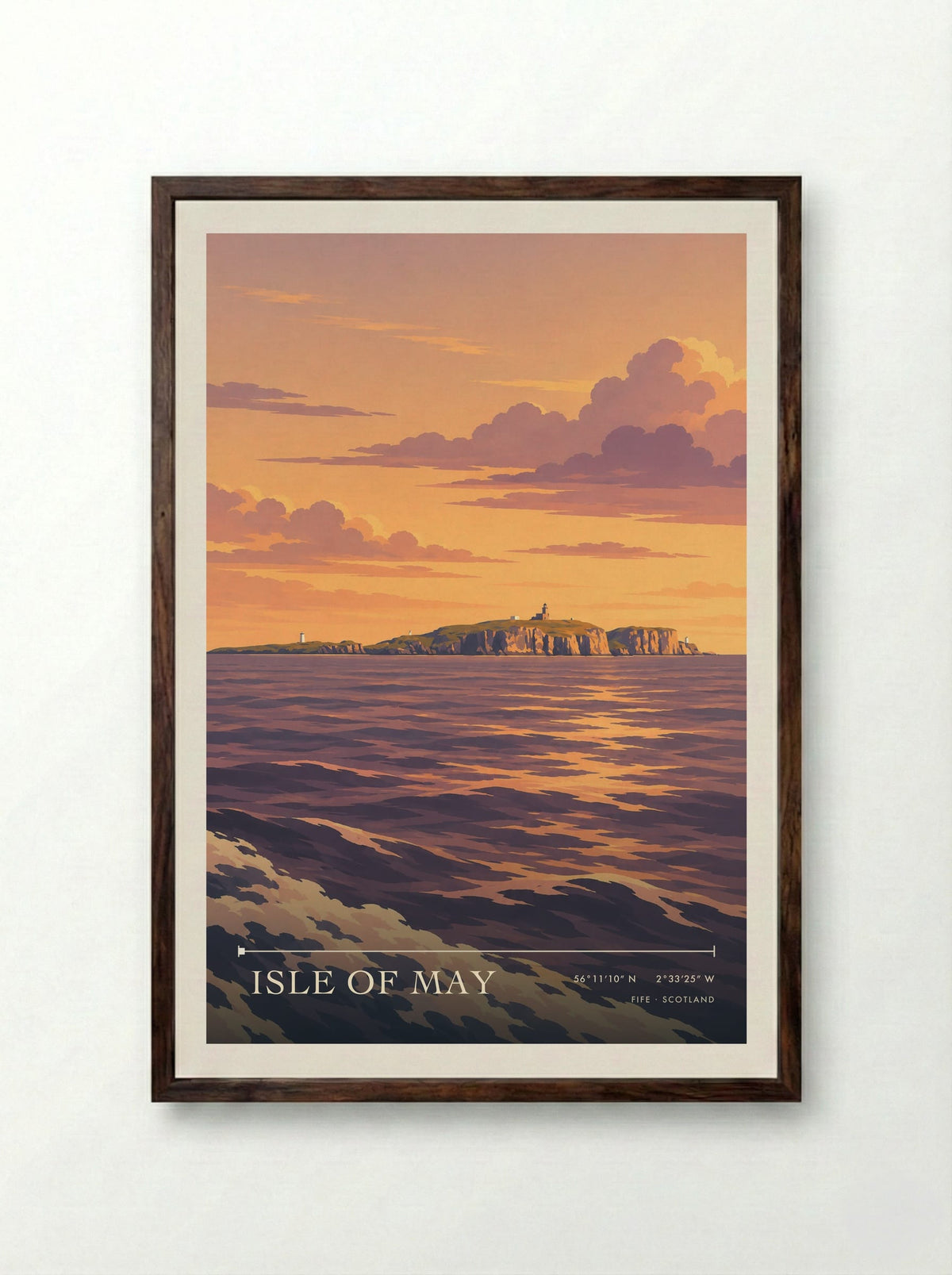 Isle of May, Fife | Travel Poster - Framed Print Dark Wood