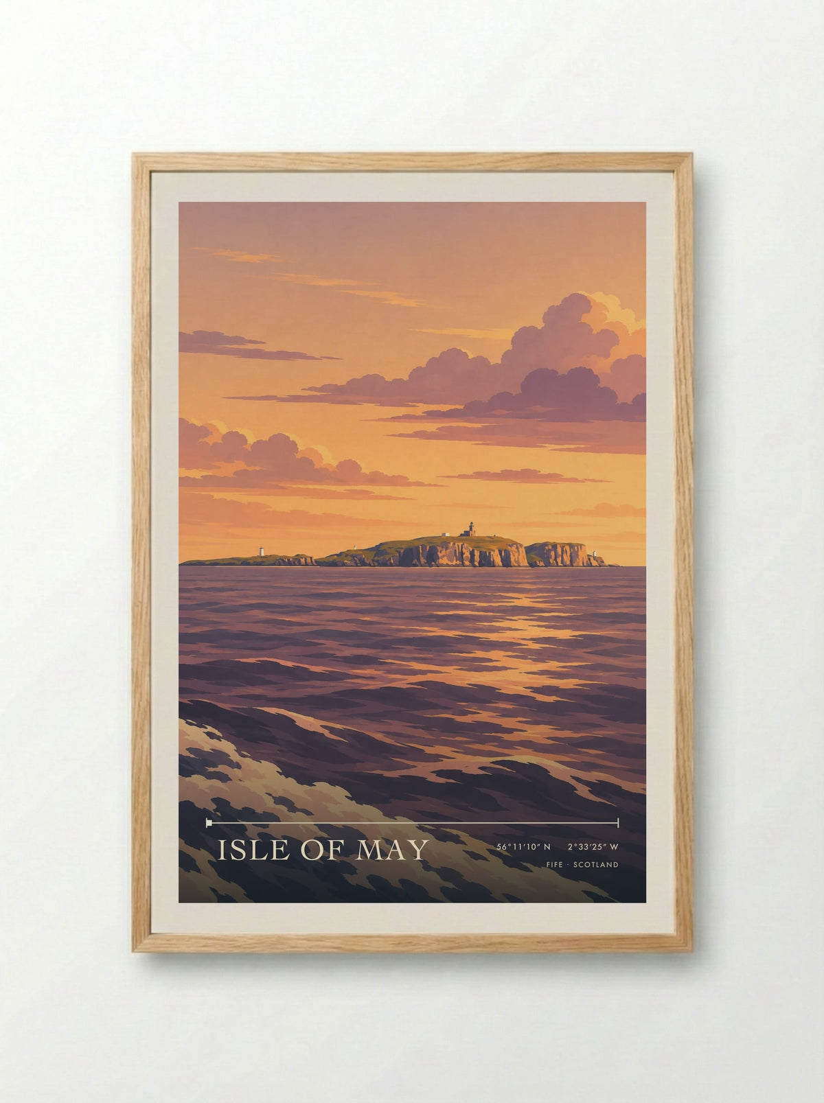 Isle of May, Fife | Travel Poster - Framed Print Wood