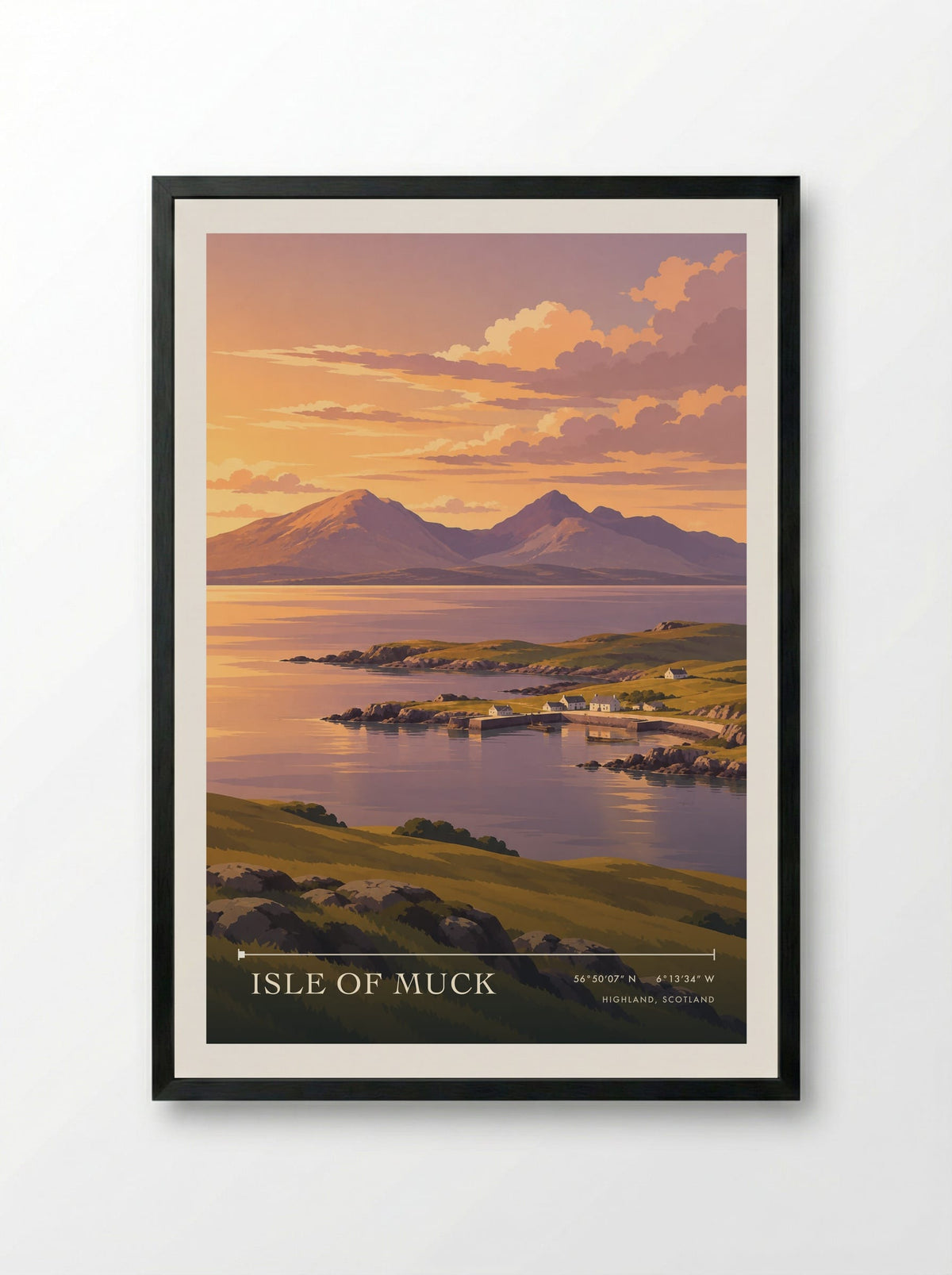 Isle of Muck, Highland, Scotland | Travel Poster - Framed Print Black