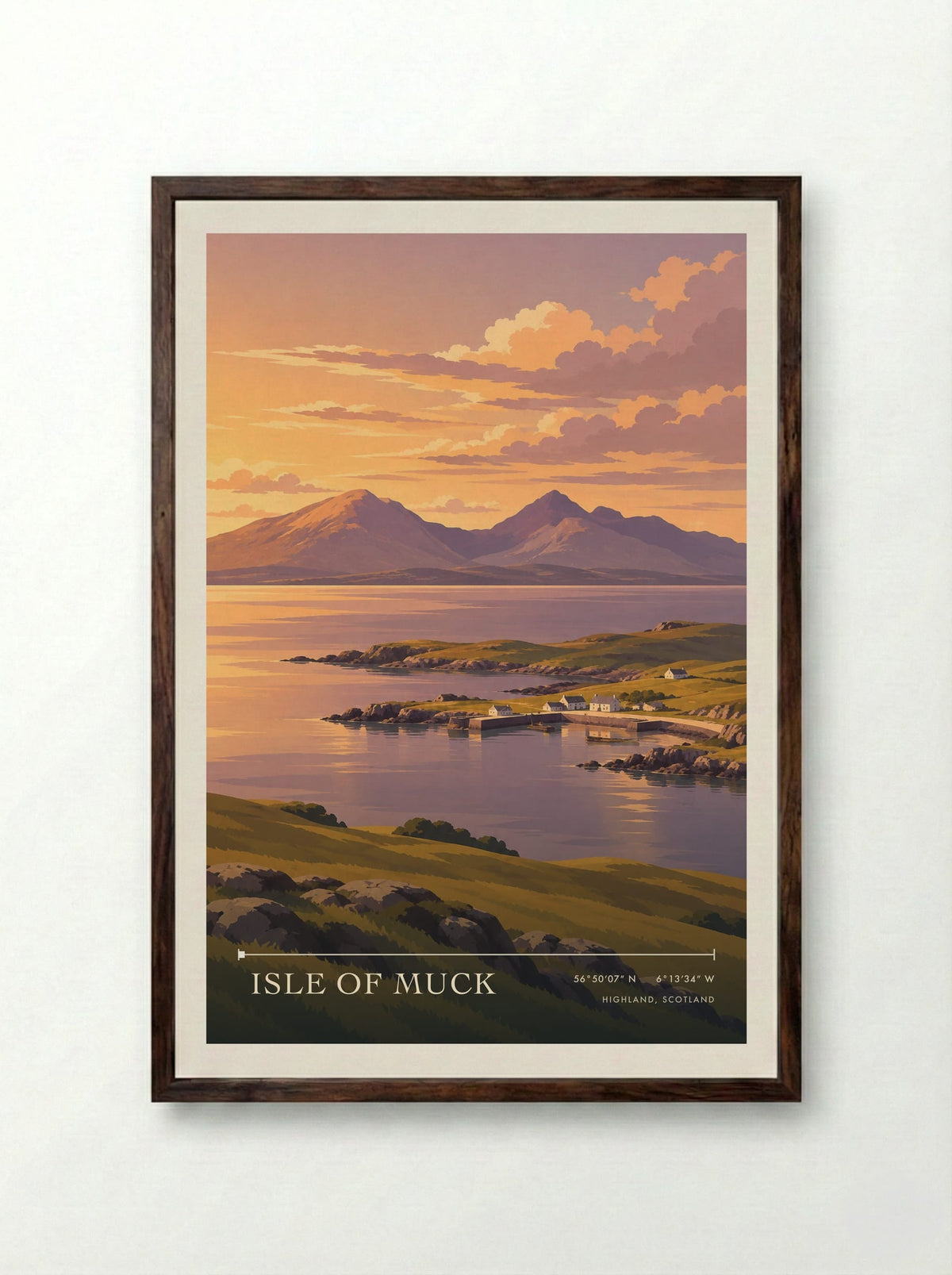 Isle of Muck, Highland, Scotland | Travel Poster - Framed Print Dark Wood