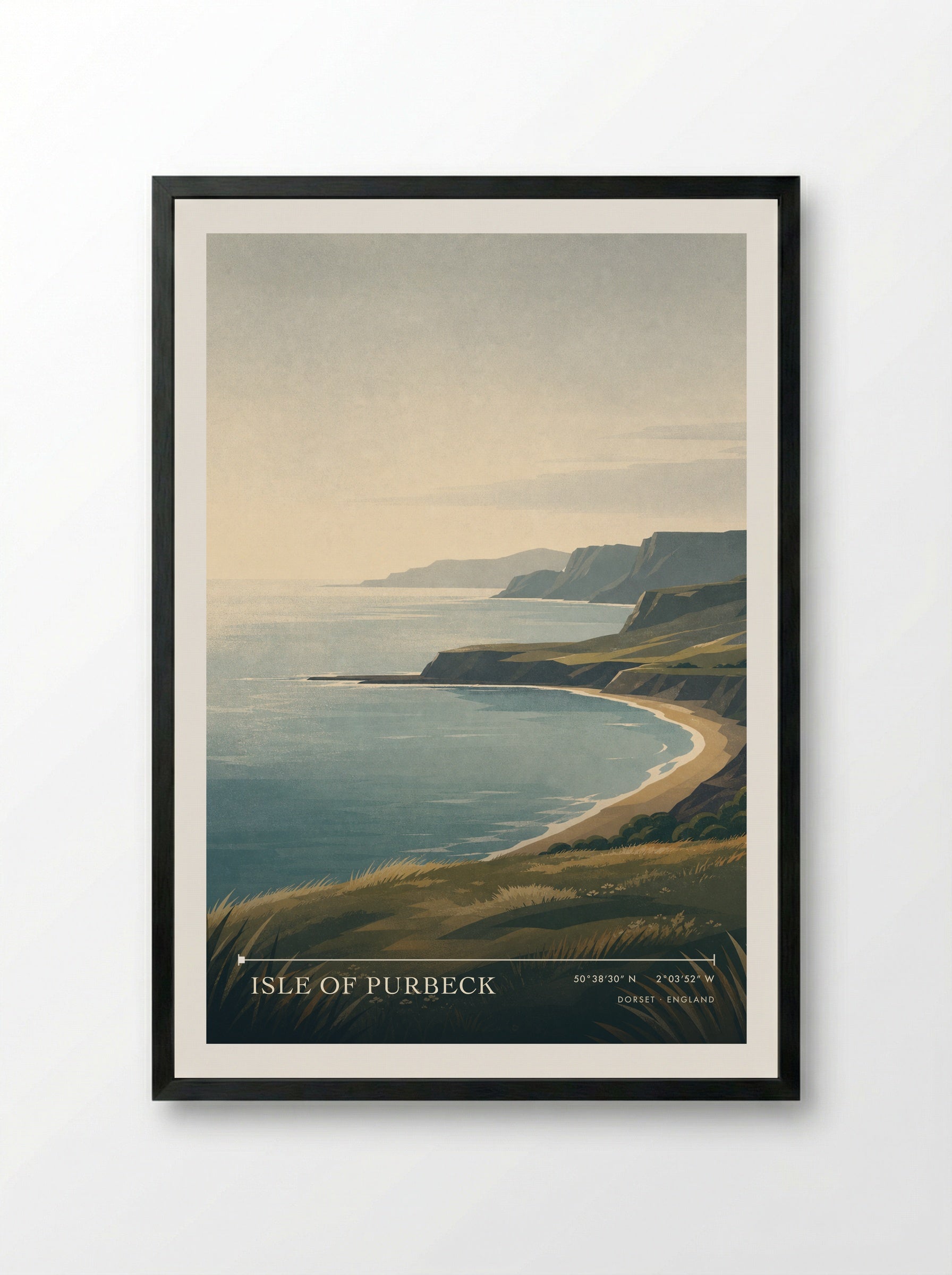 Isle of Purbeck Dorset England Travel Poster - Framed Print Black