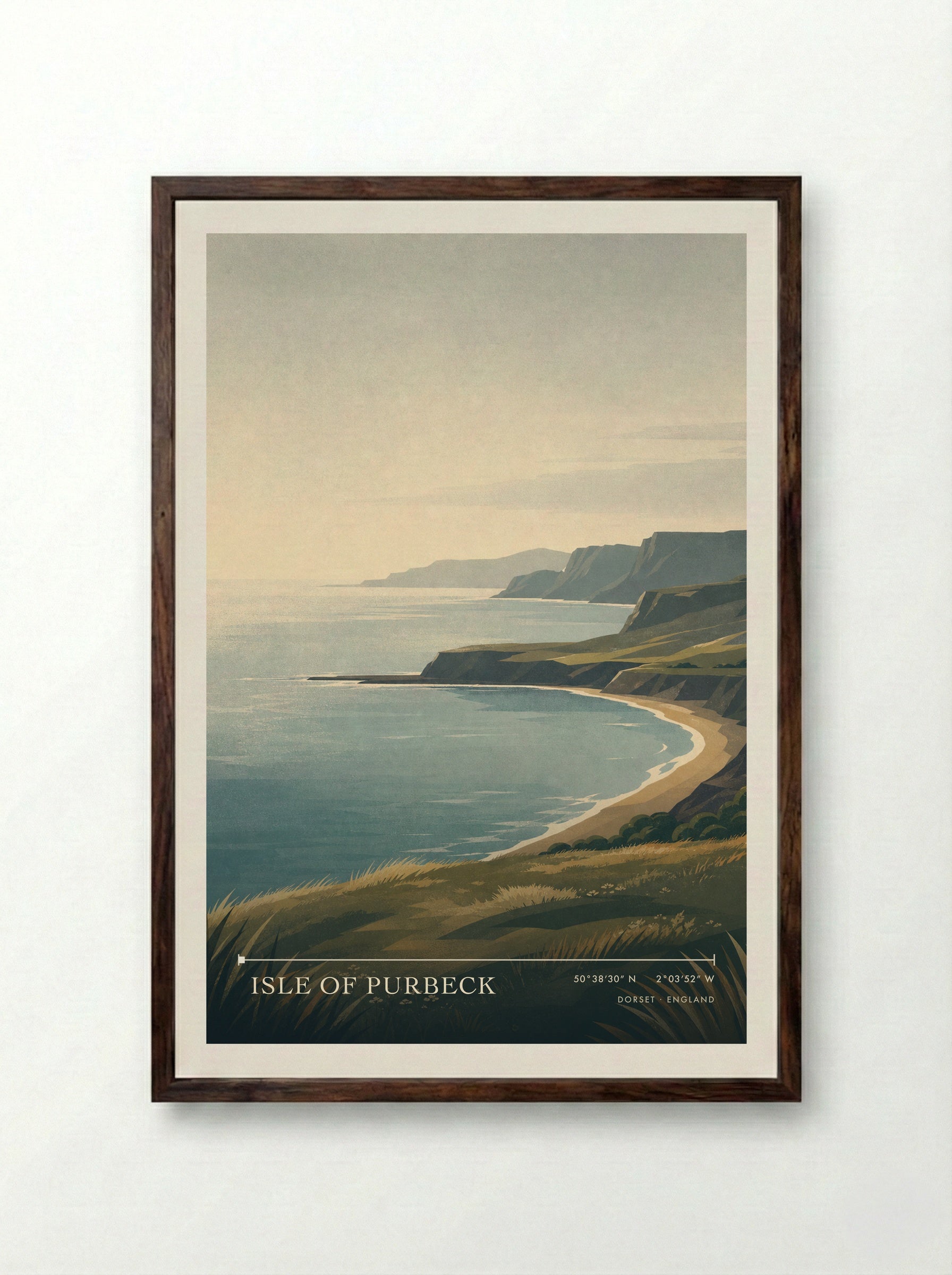 Isle of Purbeck Dorset England Travel Poster - Framed Print Dark Wood