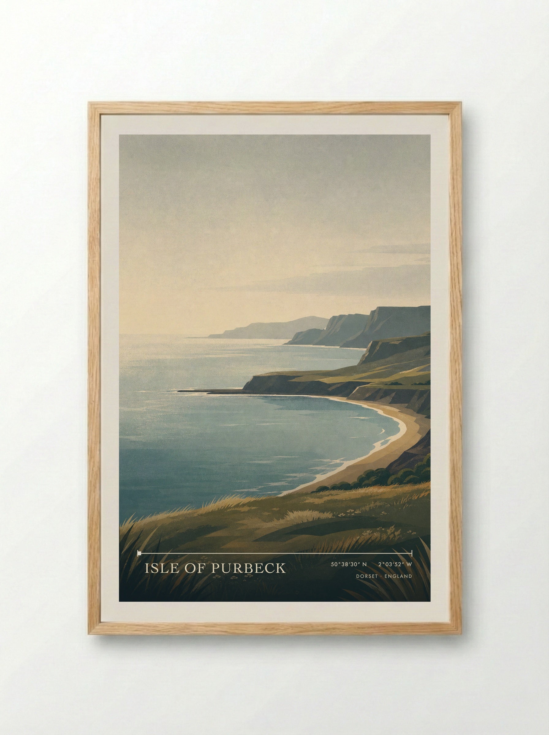 Isle of Purbeck Dorset England Travel Poster - Framed Print Wood