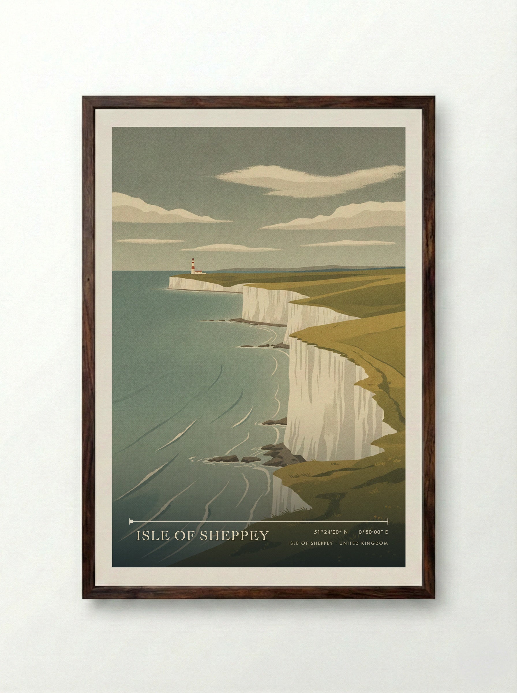 Isle of Sheppey United Kingdom Travel Poster - Framed Print Dark Wood