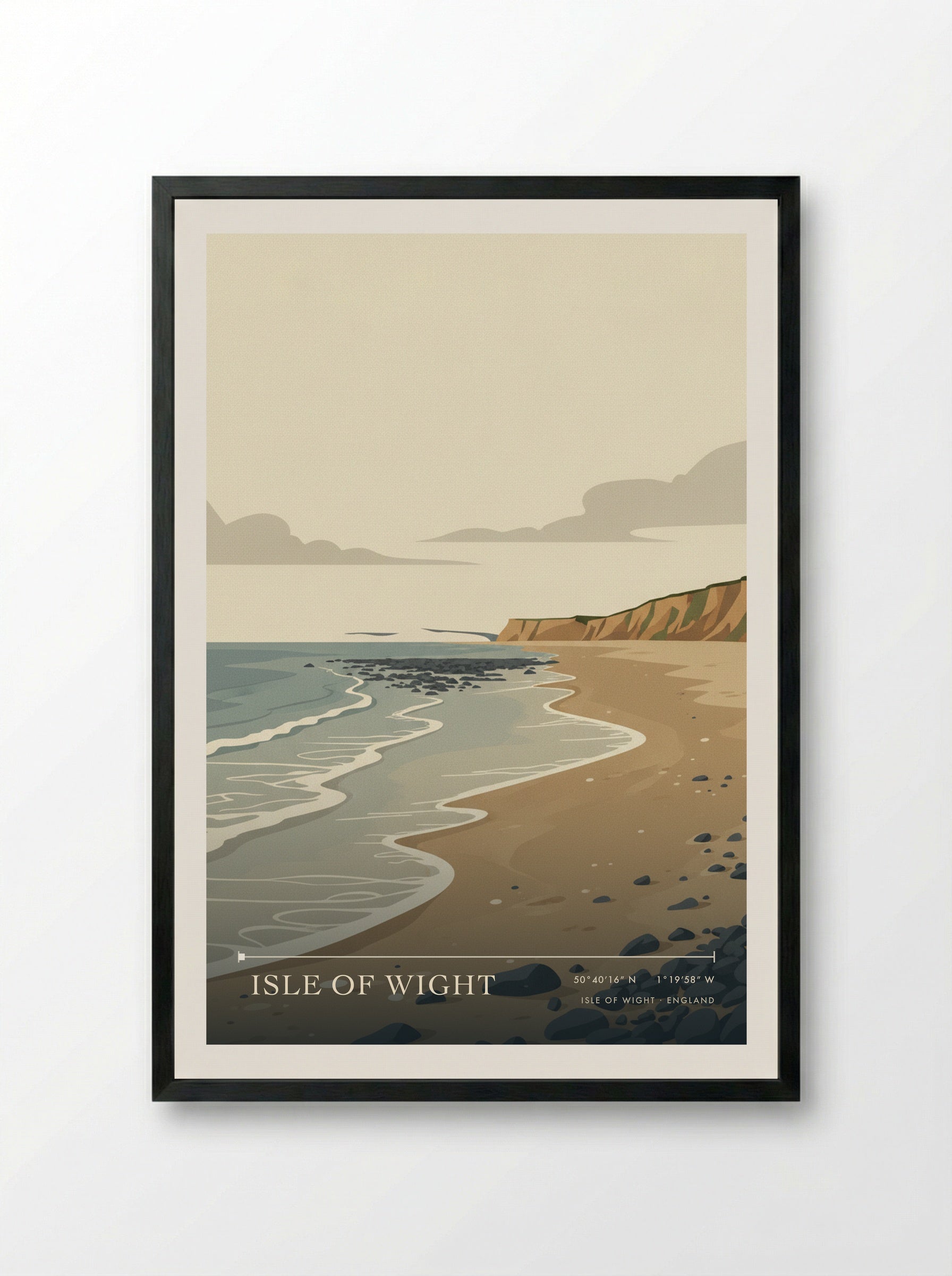 Isle of Wight England Travel Poster - Framed Print Black