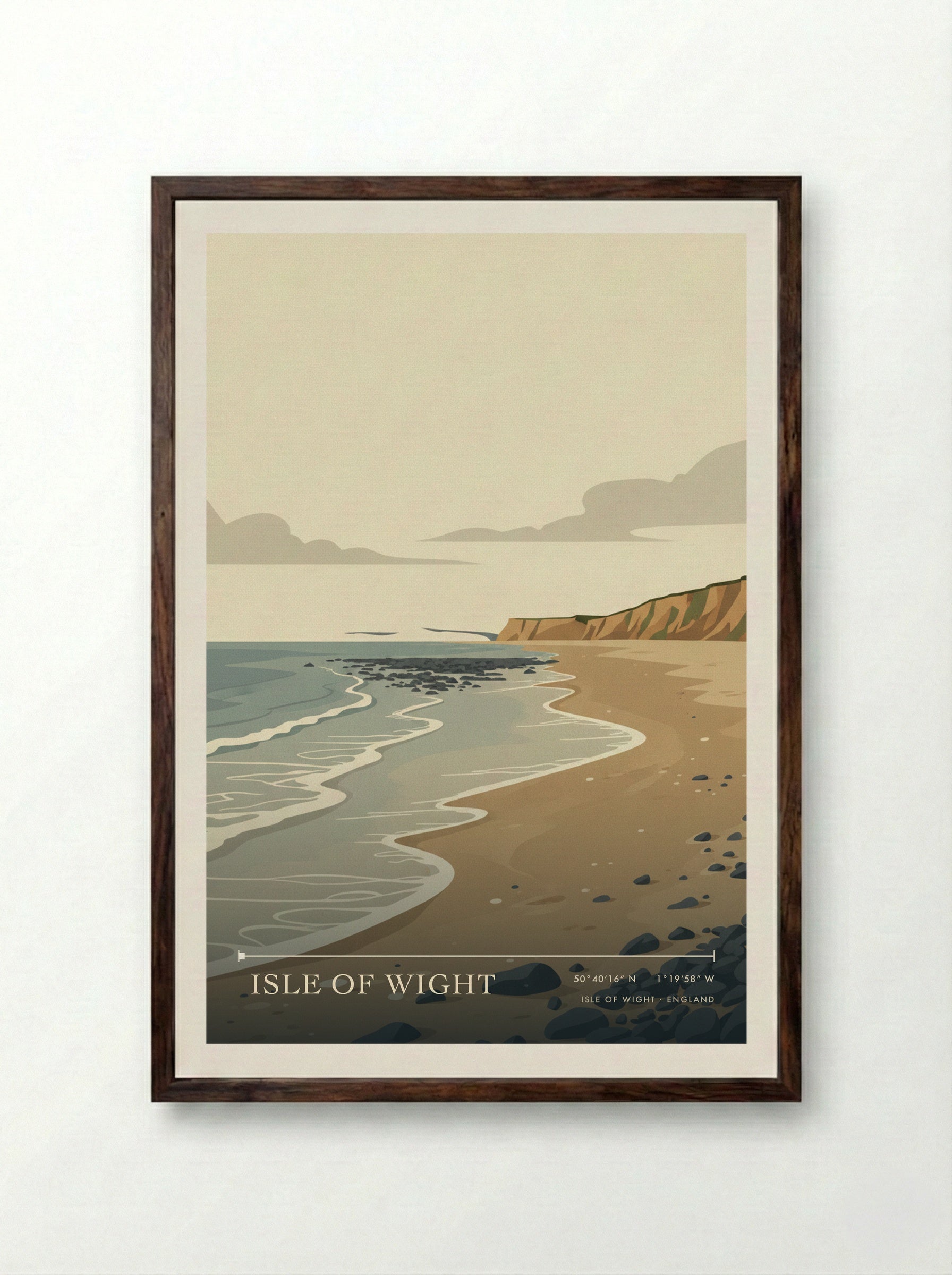 Isle of Wight England Travel Poster - Framed Print Dark Wood