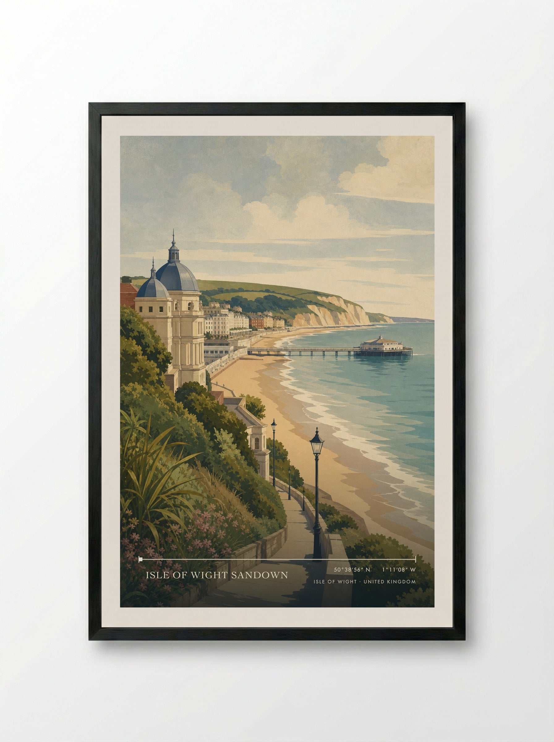 Isle of Wight Sandown United Kingdom Travel Poster - Framed Print Black